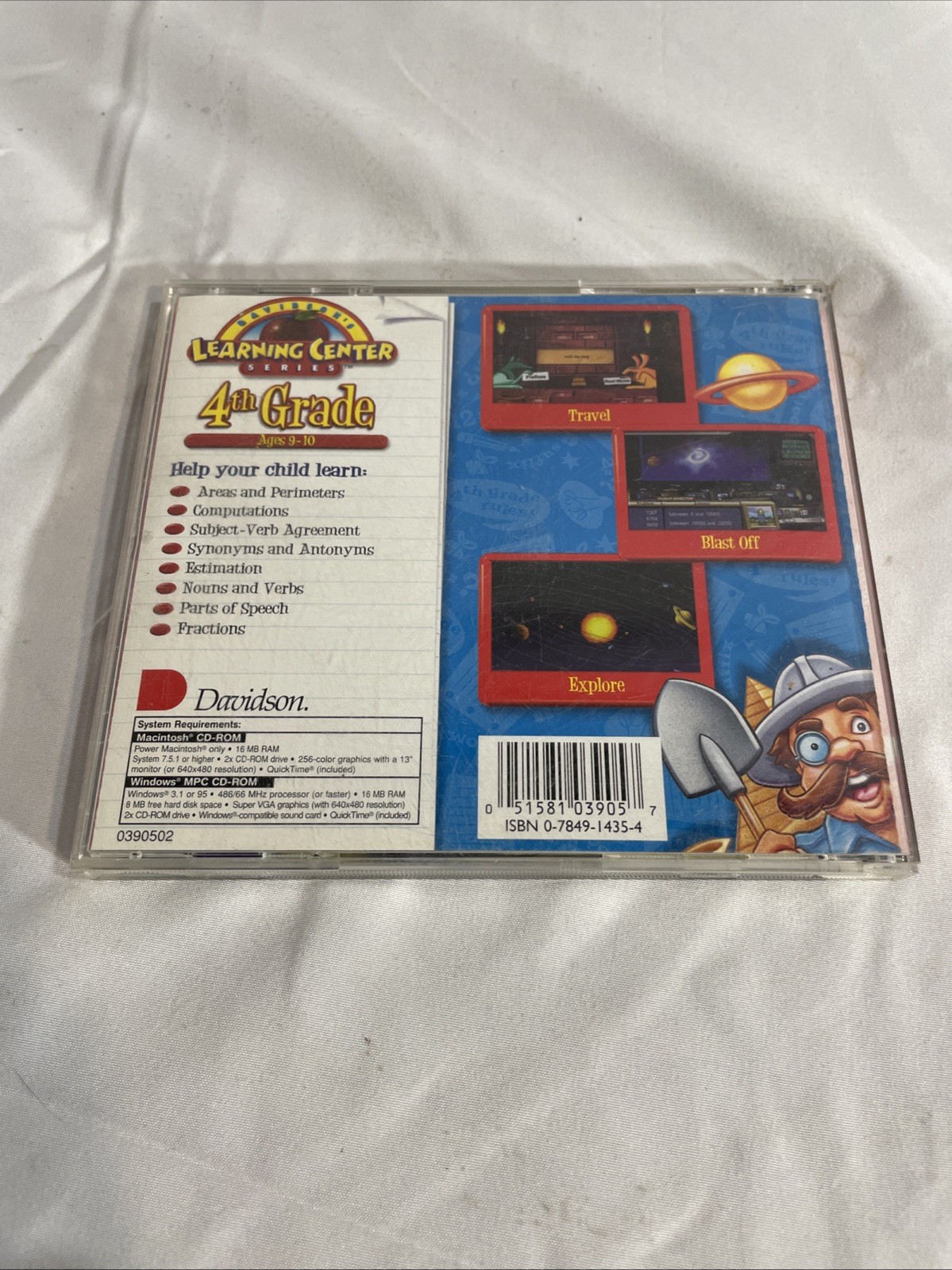 Davidson 4th Grade Learning Center (CD) cd-rom Age 9-10 Thinking Skills AOB