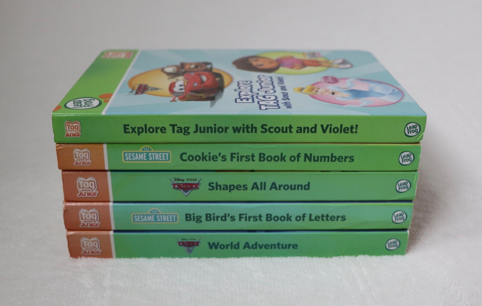 Leap Frog Tag Junior Scout Reader Disney Cars Sesame Street 5 Books ages 1-4