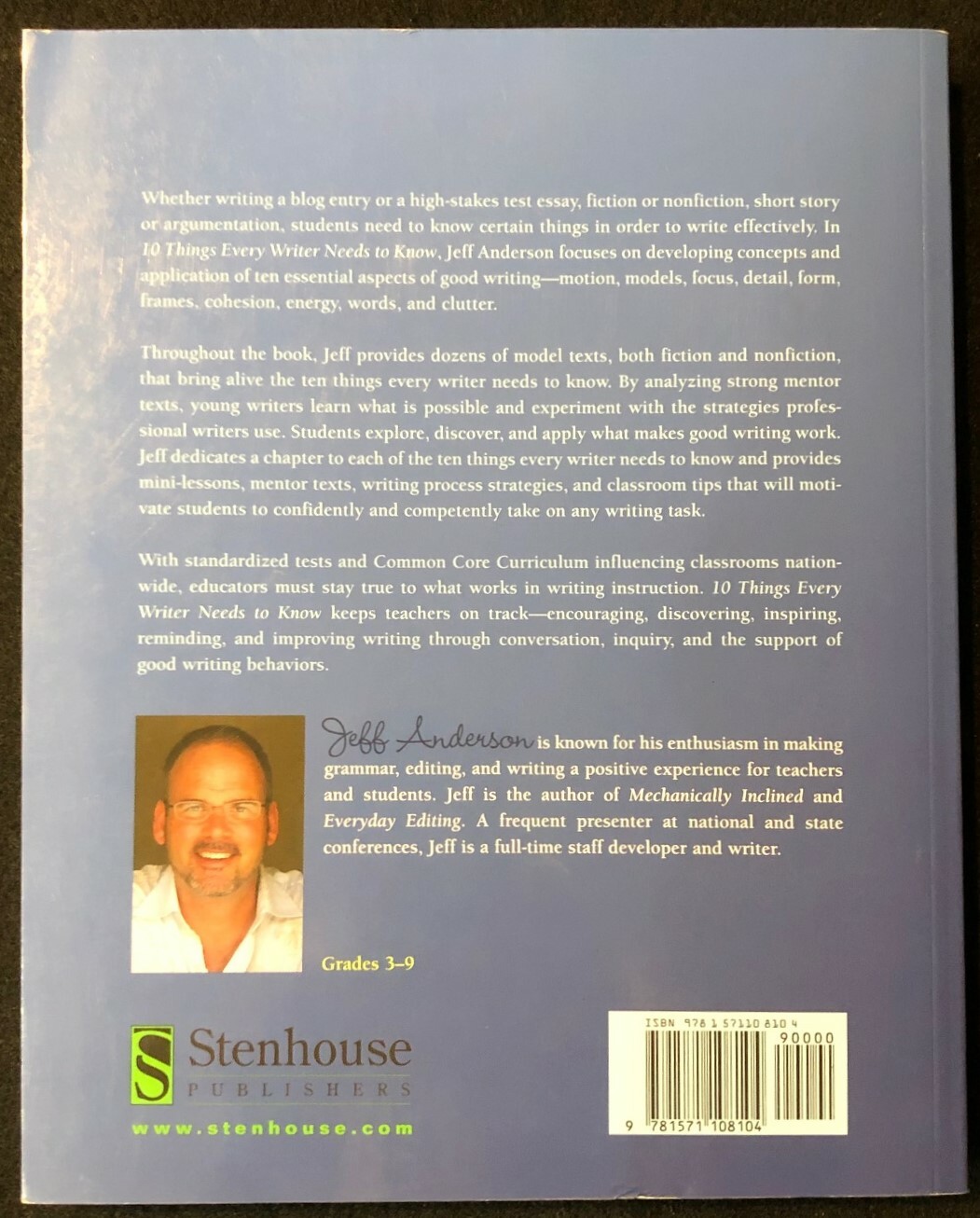 10 Things Every Writer Needs to Know By Jeff Anderson (2011, Stenhouse)