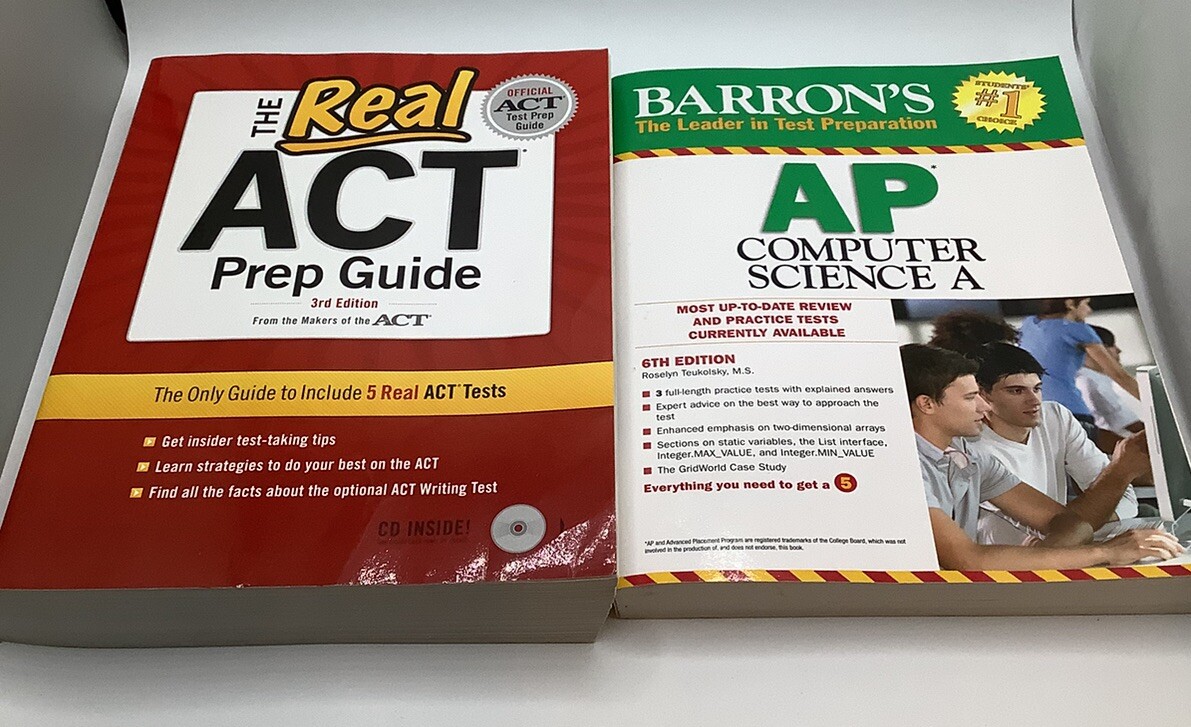 The Real ACT Prep Guide 3rd Edition, Barrons AP Computer Science A 6th Books EUC