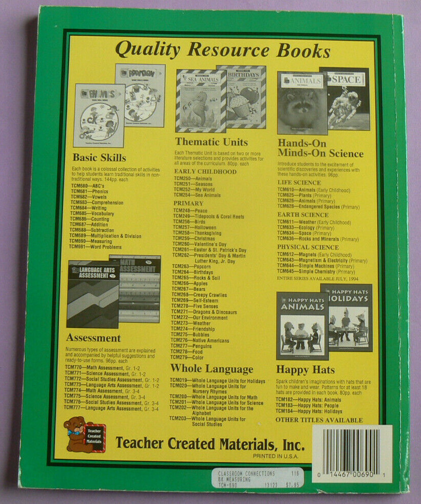 MEASURING Basic Skills Series TCM690 gr.2 3 4 LN! Teacher Resource w/Answer Key