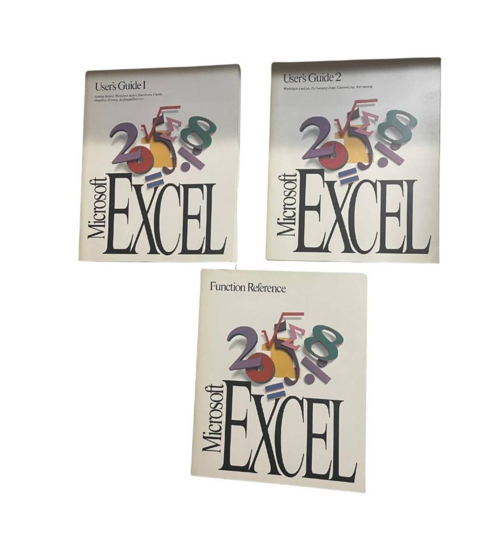 Microsoft Excel 4.0 Manuals 1992 – User’s Guide 1 & 2 + Function Reference Book