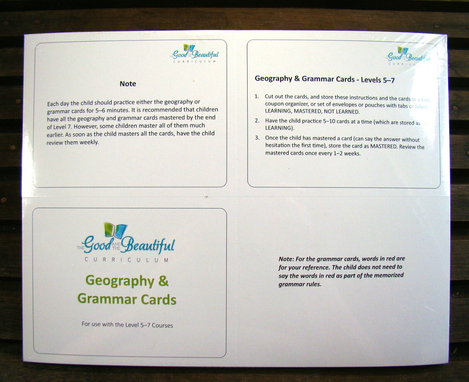 Geography & Grammar Cards ~NEW~ The Good And The Beautiful Curriculum Level 5-7