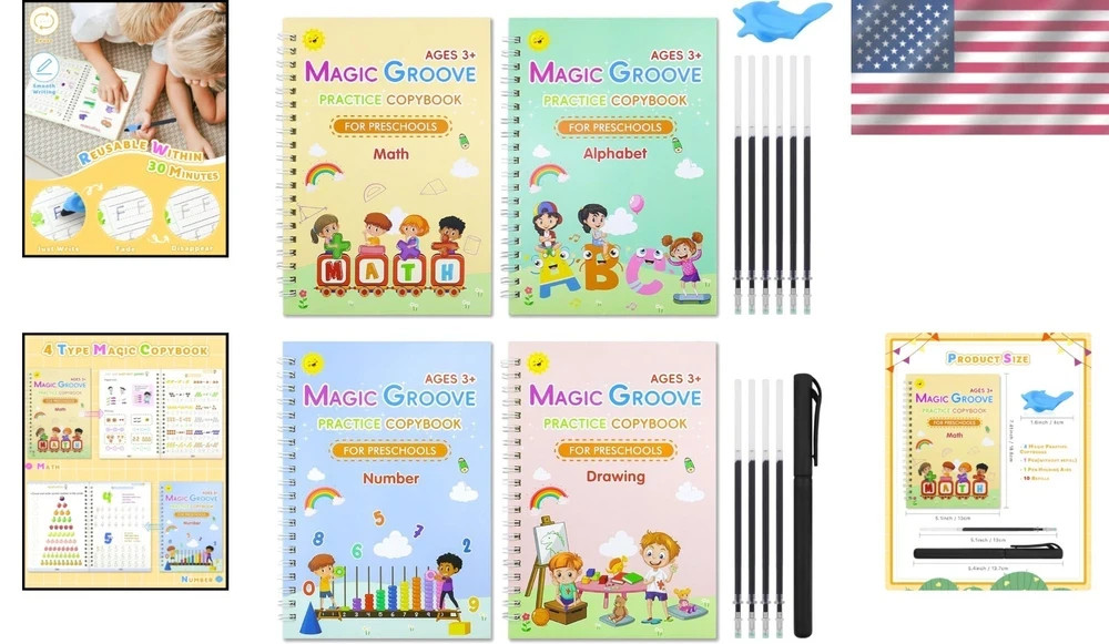 Reusable Magic Copybook Set for Handwriting Practice & Fine Motor Skills