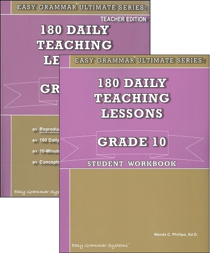 Easy Grammar Ultimate Series: 180 Daily Teach Grade 10 SET Teacher and Workbook