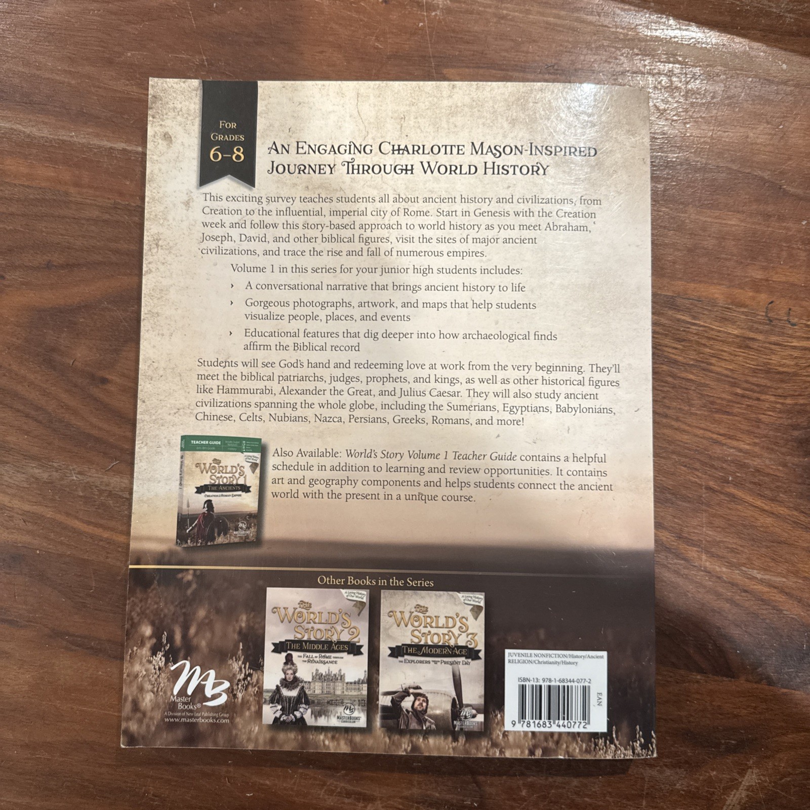 Master Books THE WORLD’S STORY 1 THE ANCIENTS Homeschool Gr 6-8, FREE SHIPPING!