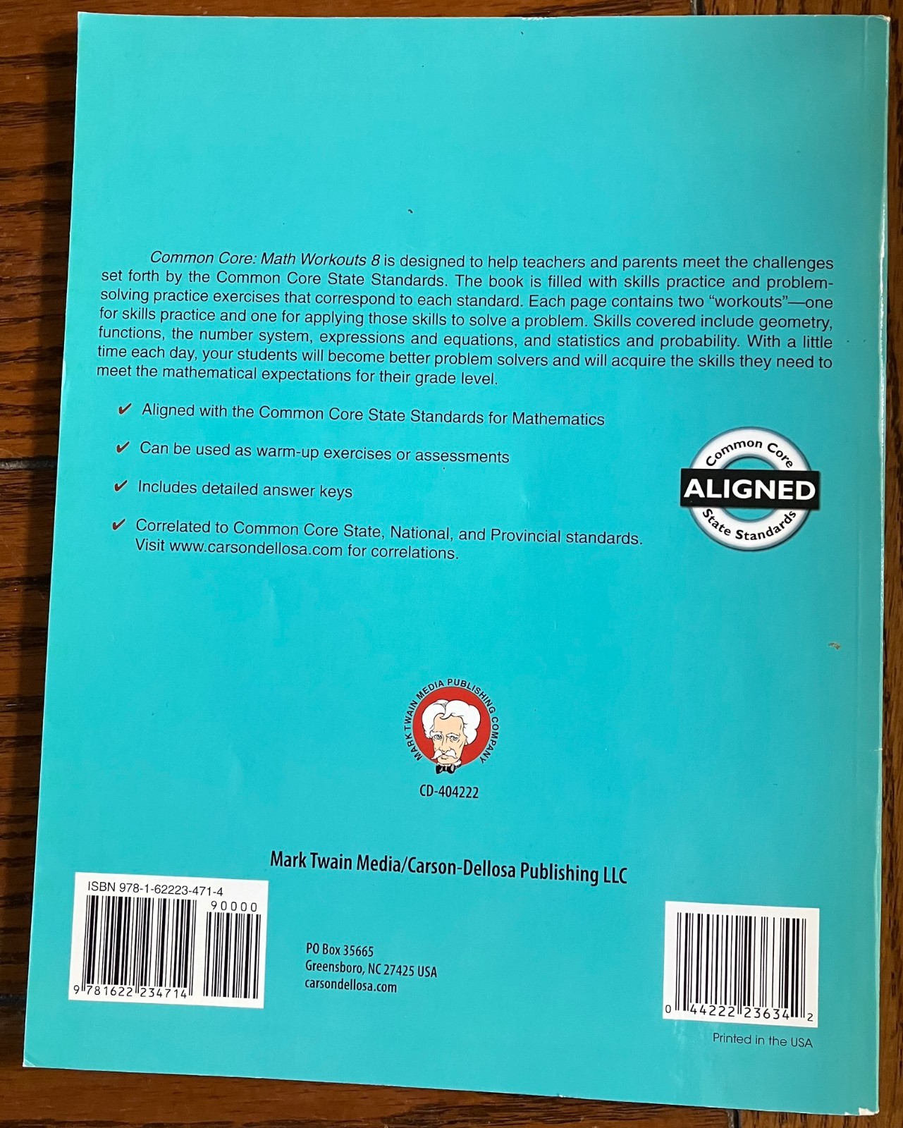 Common Core Math Workouts, Grade 8 – Workbook By Mace, Karice – VERY GOOD
