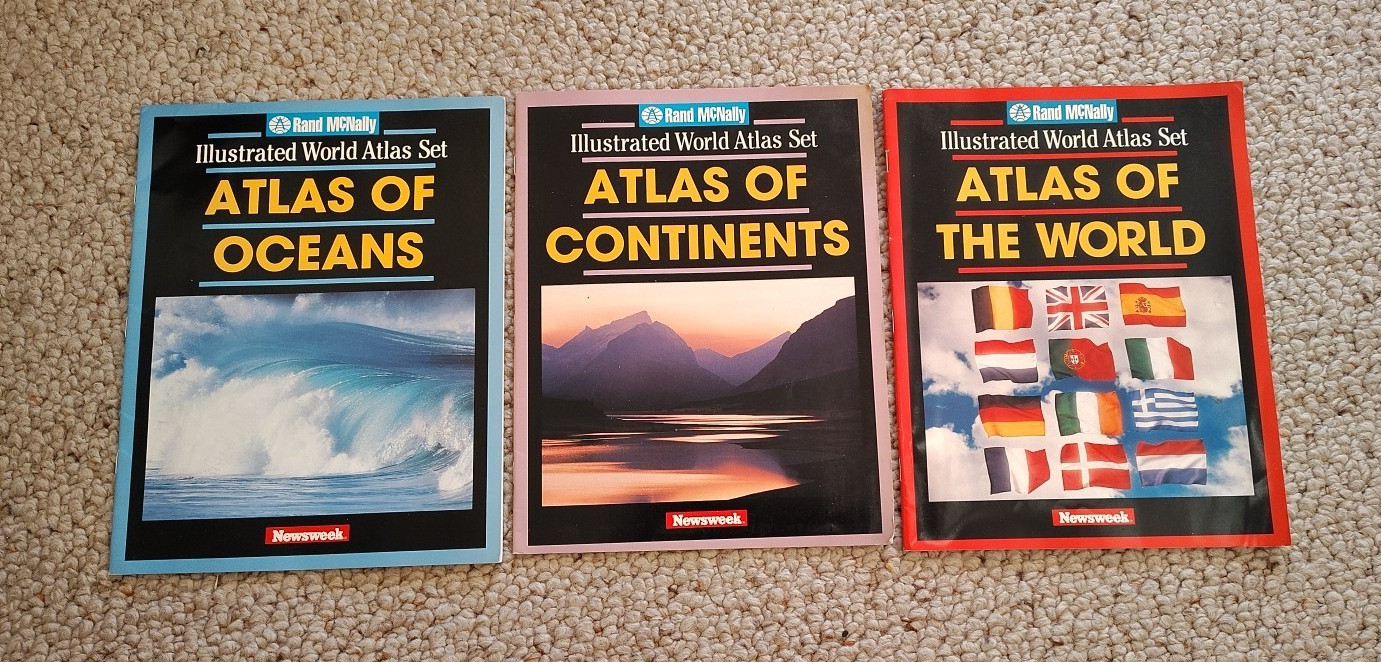 VTG 3 Magazine set RAND MCNALLY: ATLAS OF THE WORLD,CONTINENTS, OCEANS Newsweek