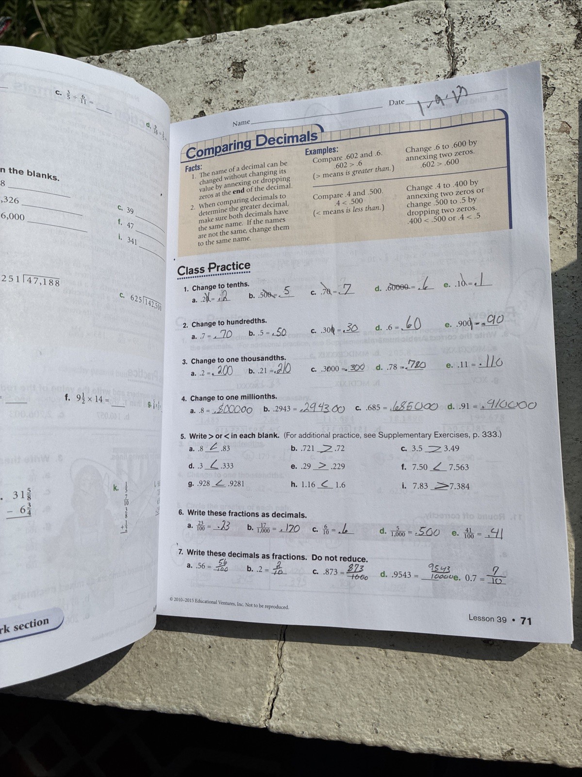 Abeka Arithmetic Work Text 6 Fourth Edition, Answer Key, Teacher Quiz, Test Key