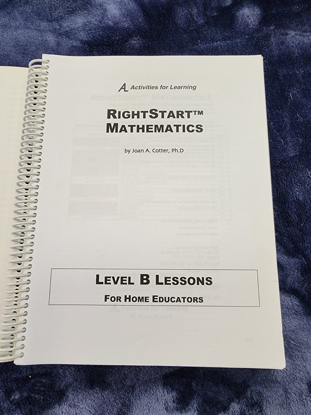 RightStart Mathematics Math Level B Lessons Teacher’s Manual by Joan Cotter