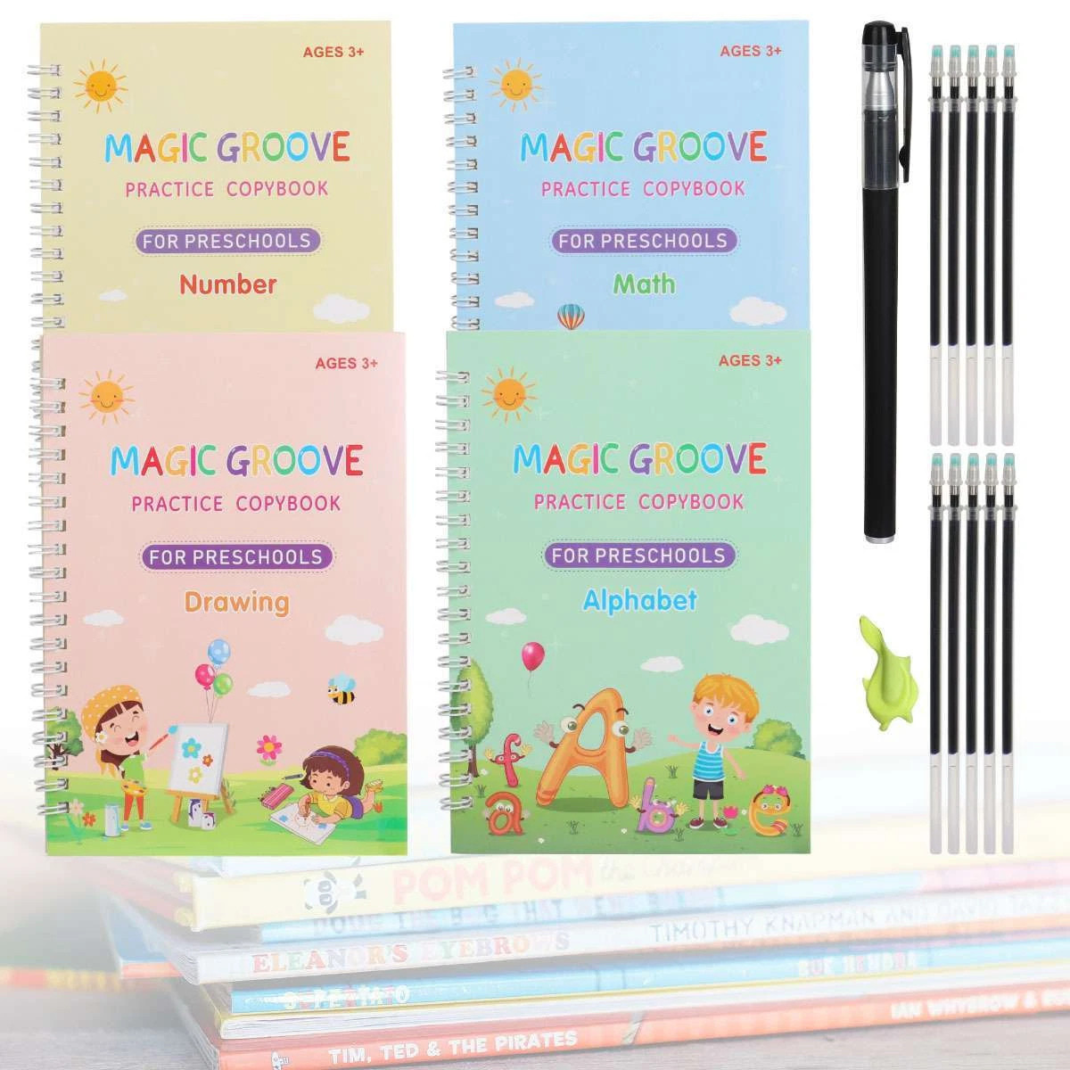Reusable Magic Grooved Handwriting Practice Books for Kids Age 3-8 Preschool