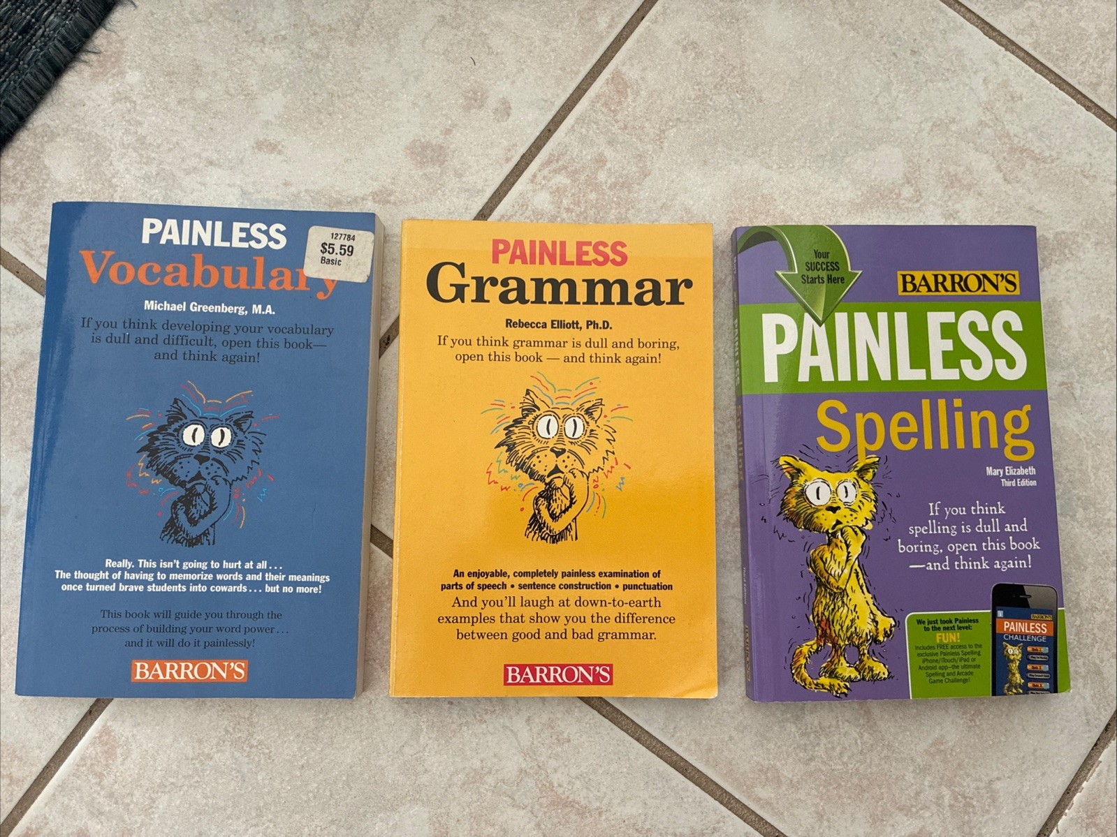 Barron’s Painless Study Guide Lot – Vocabulary Grammar & Spelling Books
