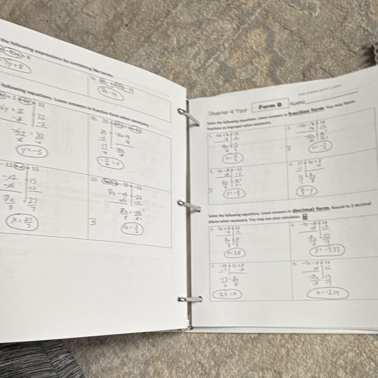Denison Algebra Pre-Algebra Parent Guide Test Booklet Solutions Manual Ringbound