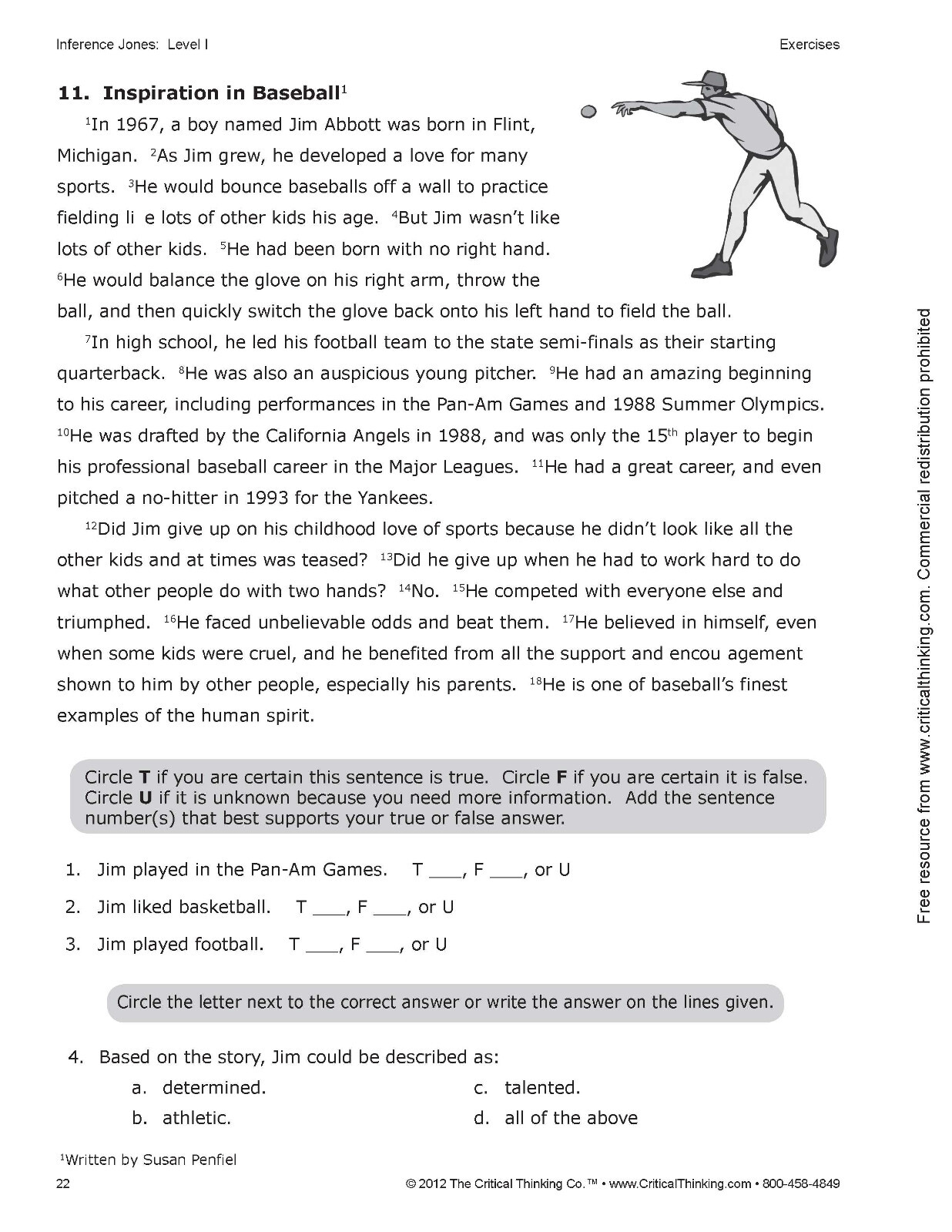 Inference Jones Level 1 Reading Comprehension Workbook Grades 5th 6th