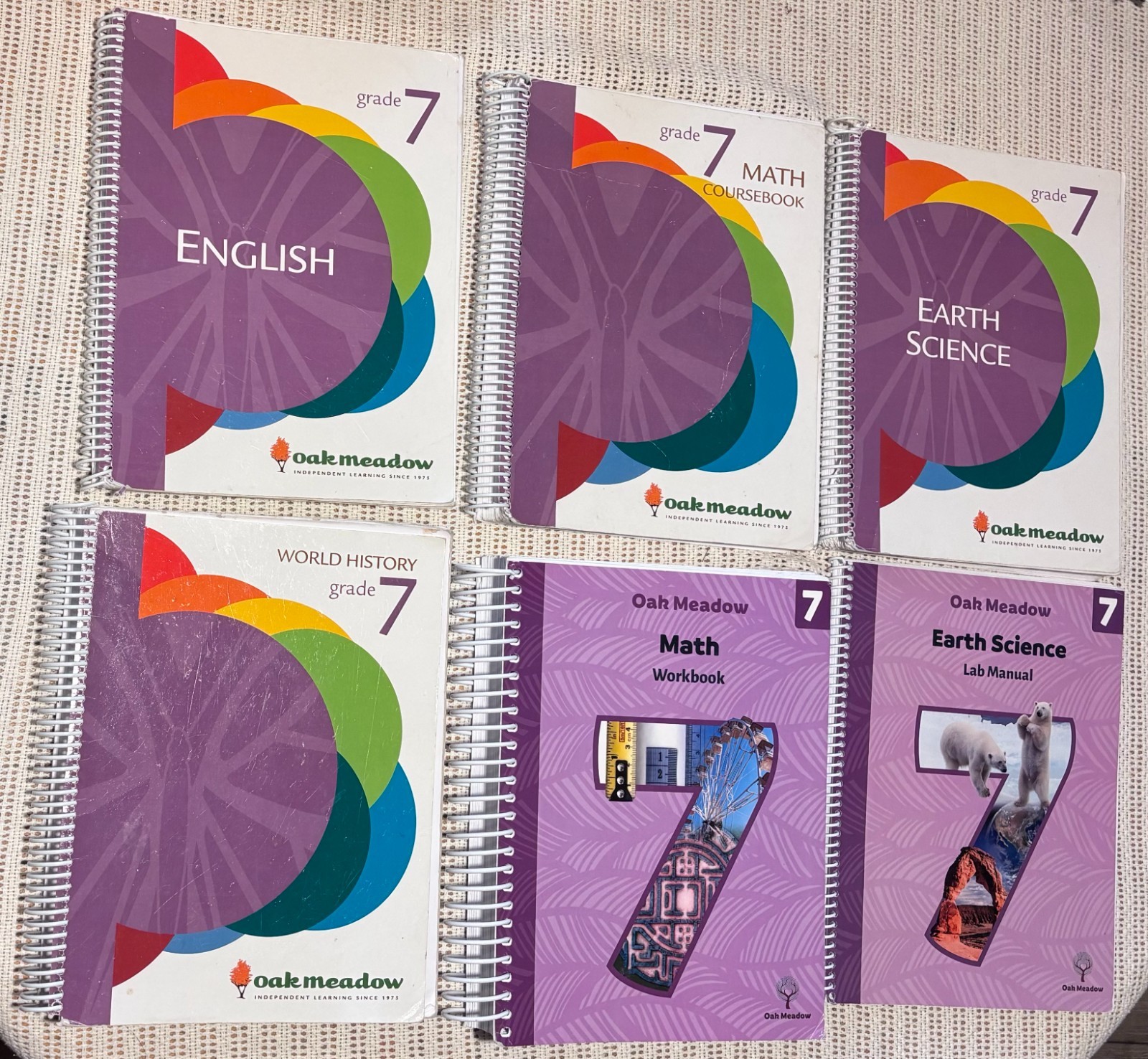 Oak Meadow grade 7 Math, English, World History, Earth Science curriculum