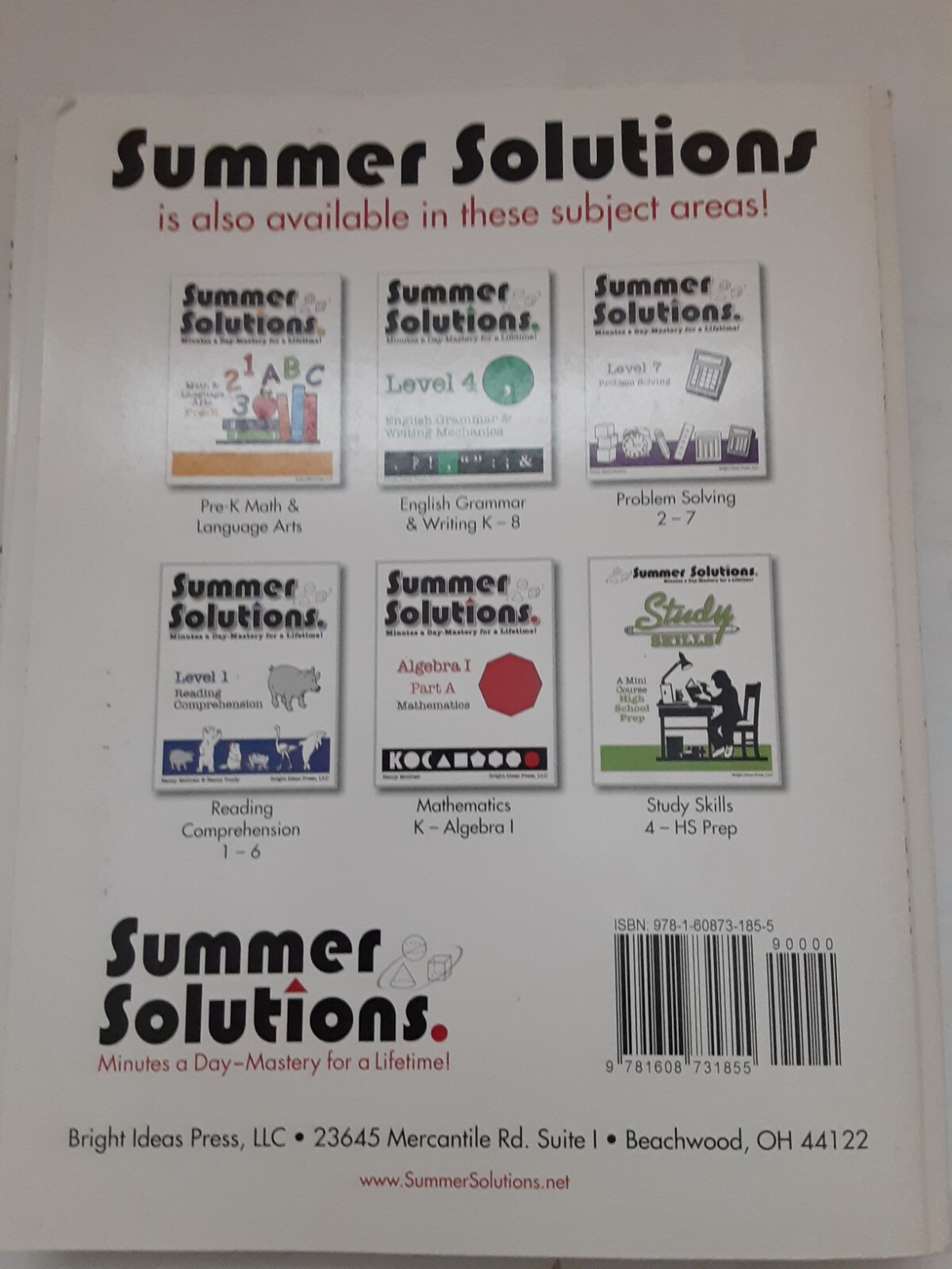 Summer Solutions Workbooks Level 4 Math Grammar Reading Prob Solving Set 5 READ)