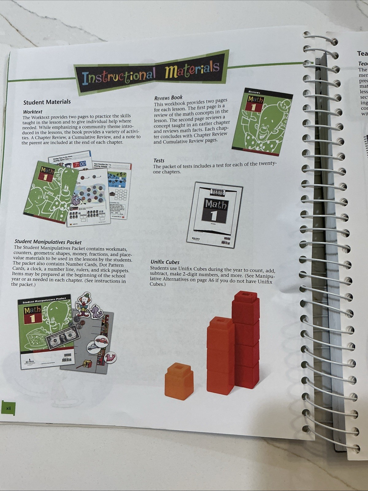 BJU Press Math 1 Instructor’s Book 3rd Edition w/CD and Test Booklet Homeschool