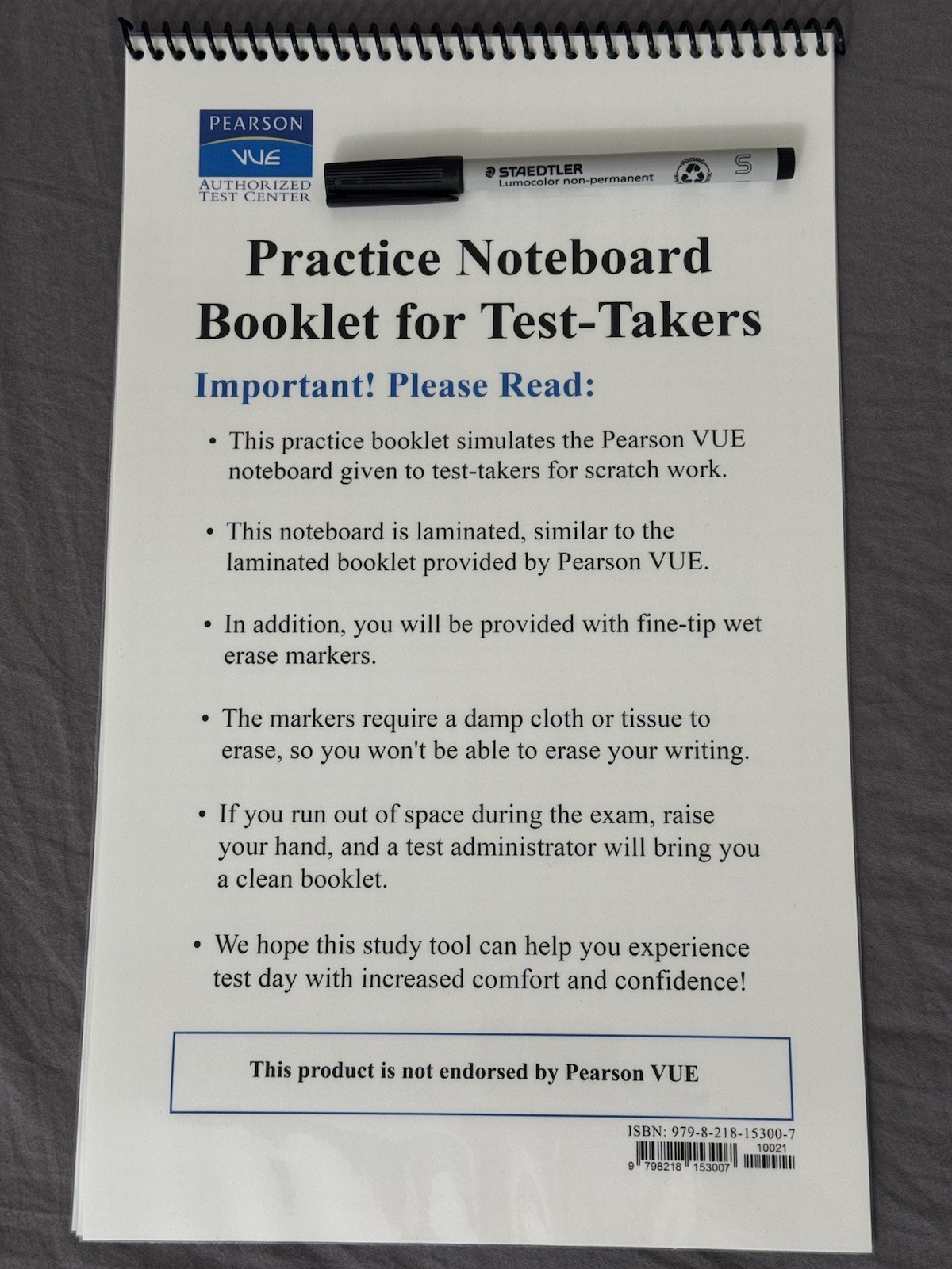 NAPLEX, MPJE, MCAT, NCLEX Prep Erasable Whiteboard (Noteboard booklet) w/ Marker