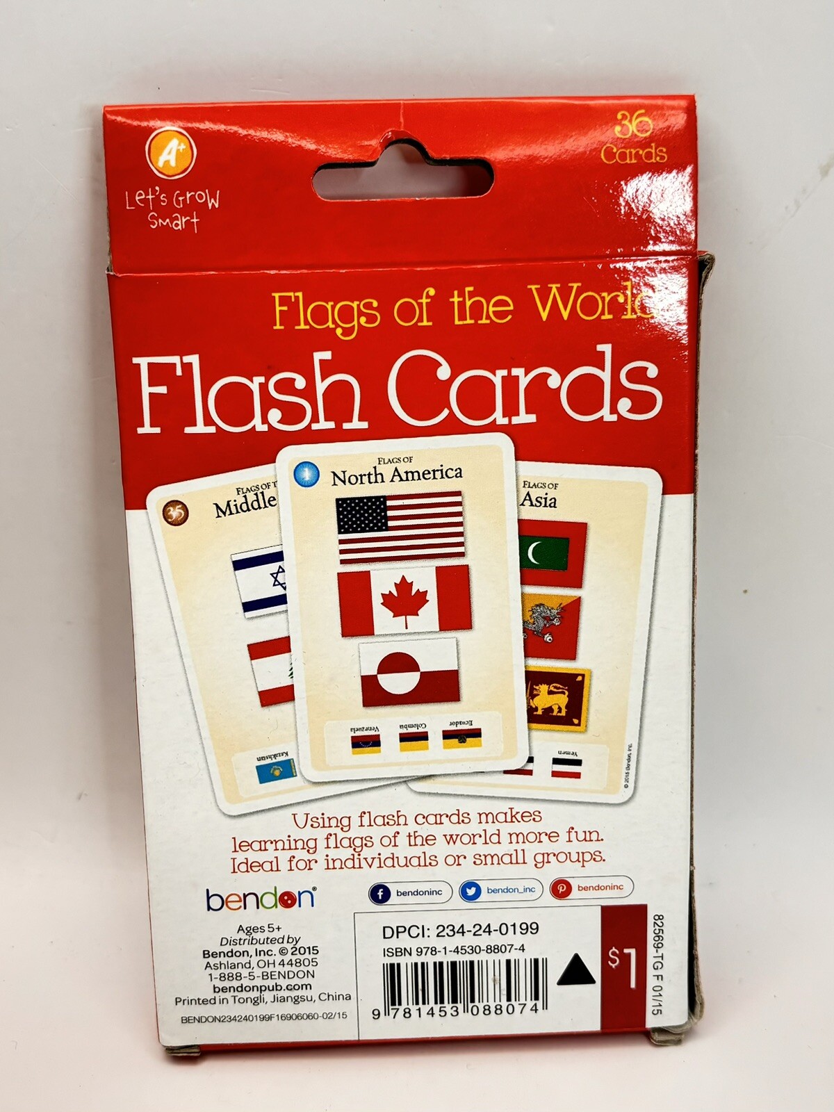 Vintage Educational Flash Cards Grade K+ Ages 5+ Flags Of The World ORIGINAL Box