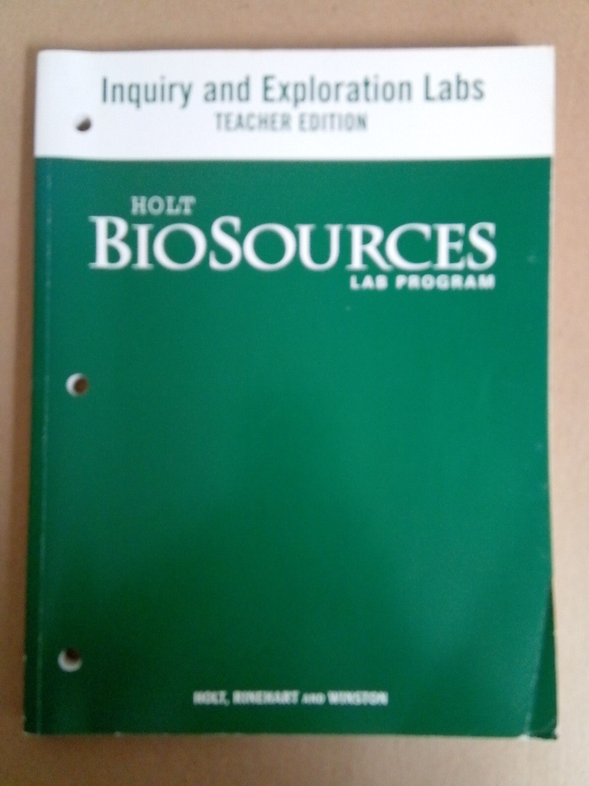 Holt Biosorces Lab Program Inquiry And Exploration Labs Teacher Edition