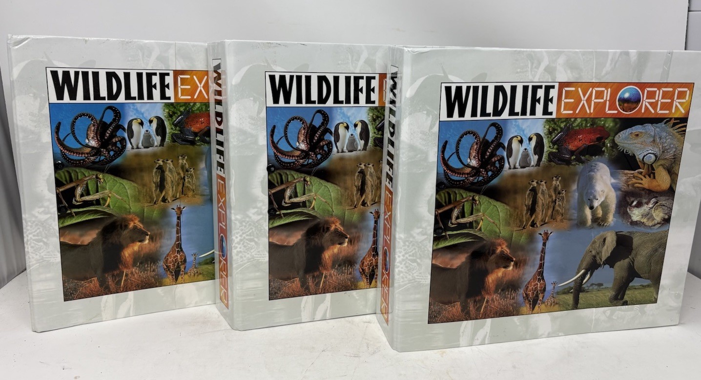 WILDLIFE EXPLORER 3 Binders w/Fact Cards Animal Science Groups 1-8, 1998