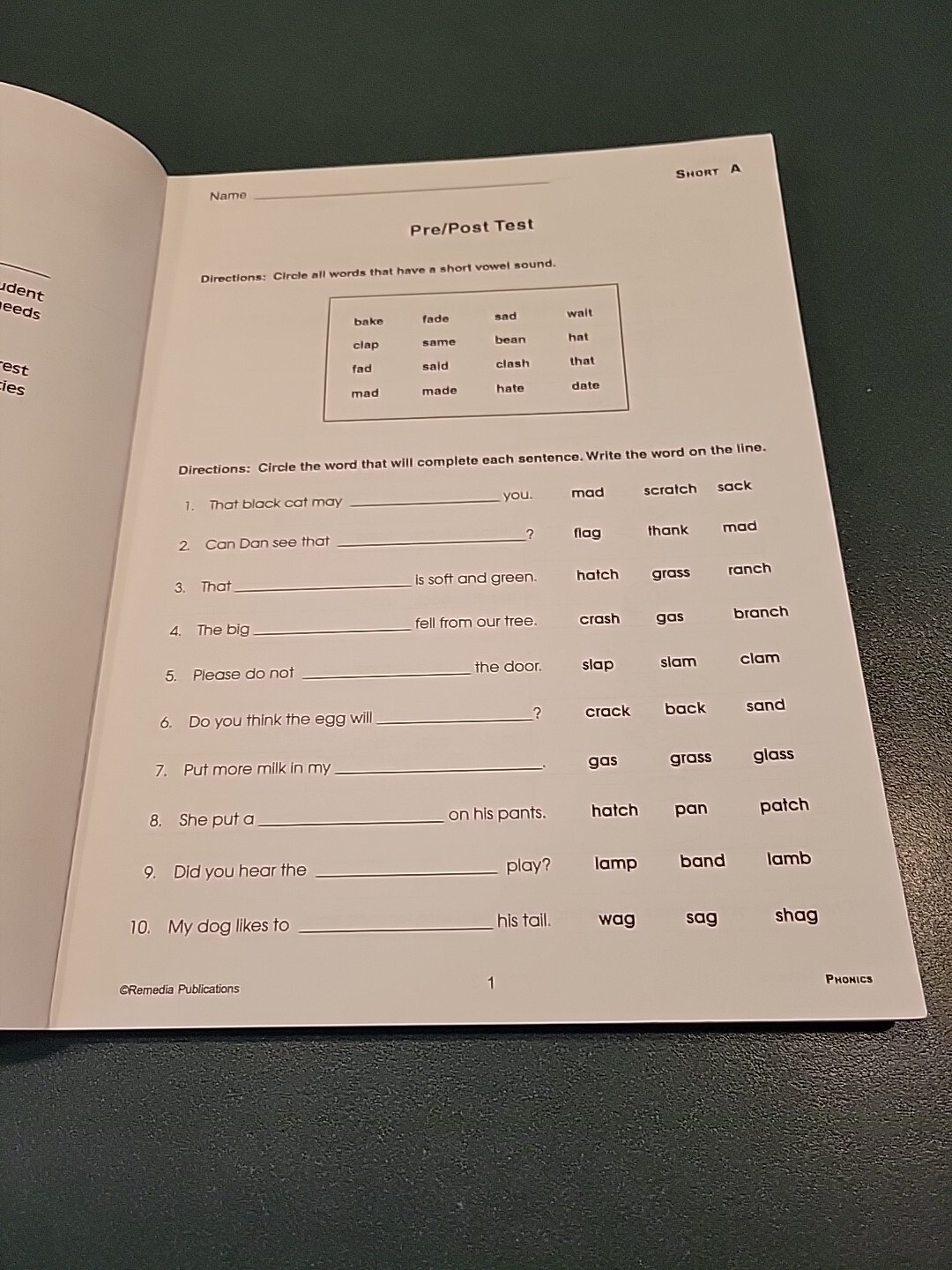 Remedia Publications Phonics For Older Students Book REM800 – Reading – Good !