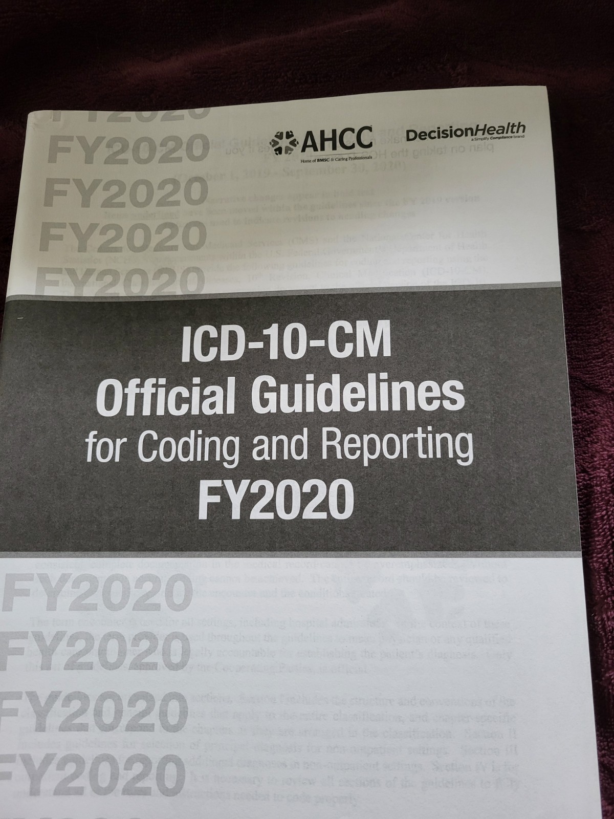 ICD-10 Official Coding Guidelines 2020 Booklet. Used with No Marks. Very Good