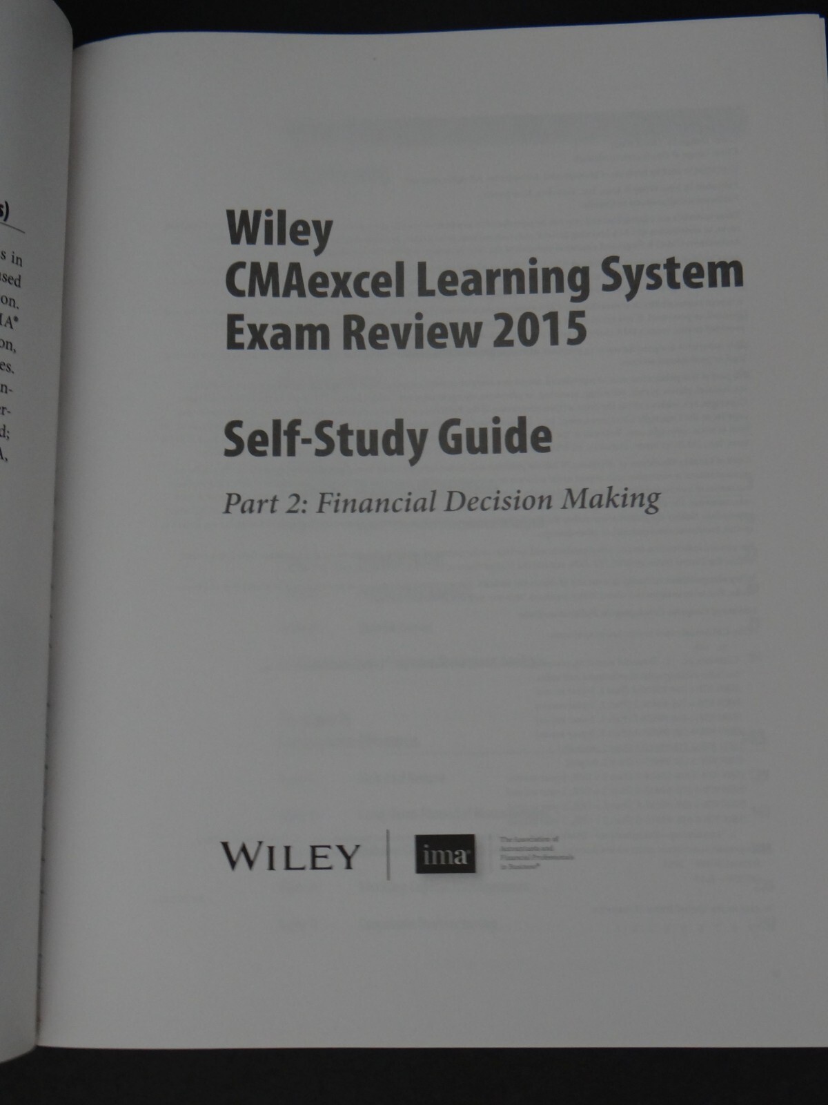 2015 Wiley CMAexcel Learning System Exam Review Part 2 Book