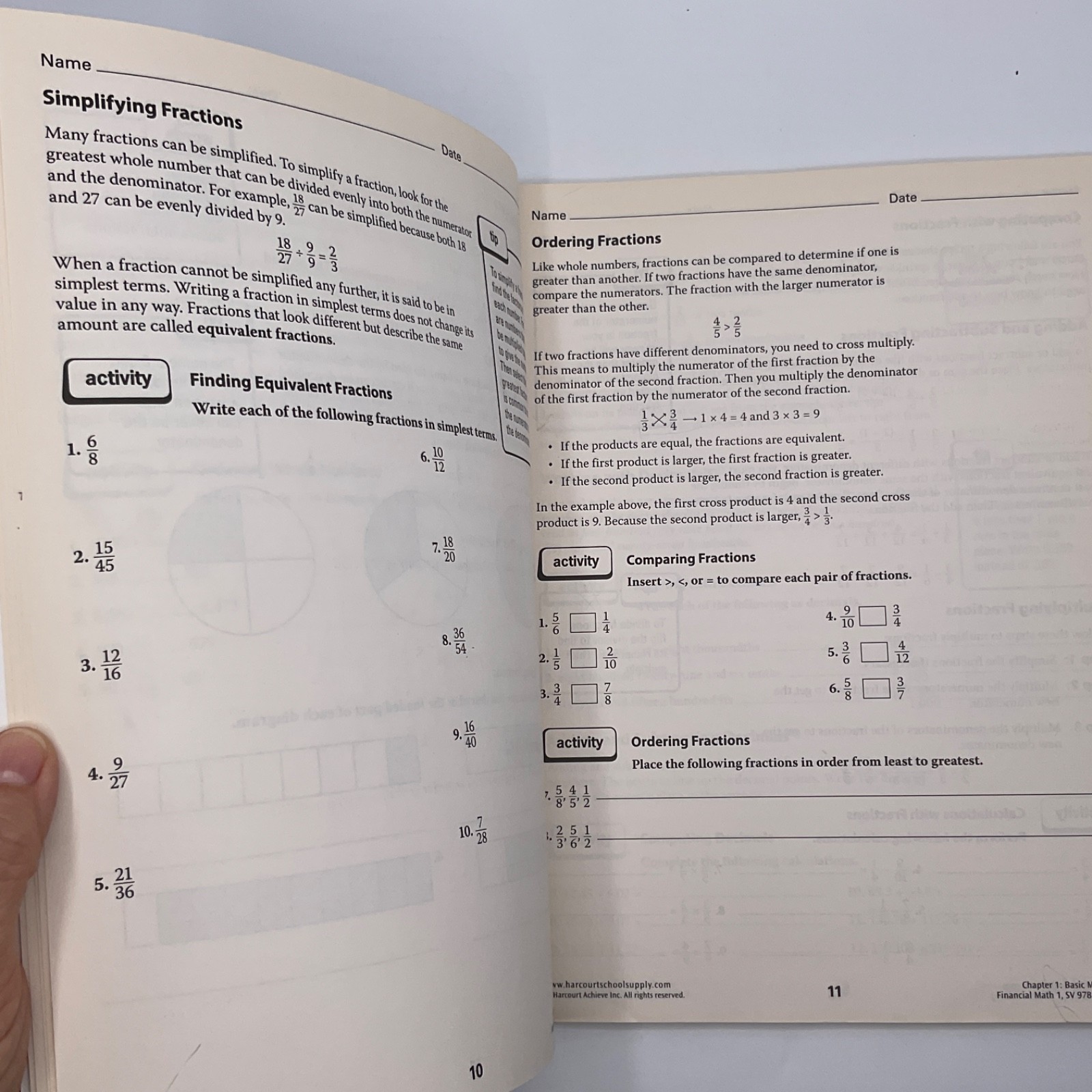 Financial Math Reproducible Work Book 1 Steck Vaughn Middle/High School ***READ