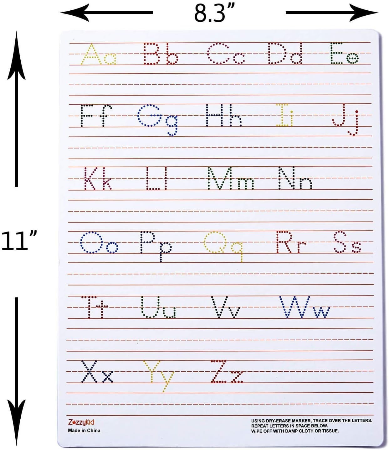 Reusable Dry Erase Handwriting Practice Board for Kids – Cursive & Print, 8.3×11