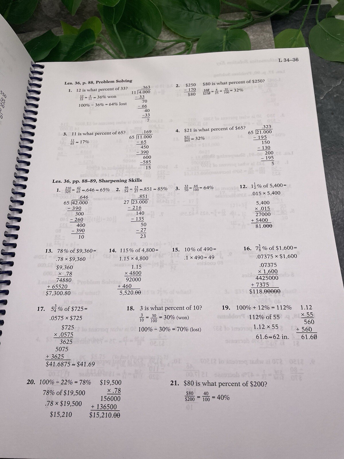 A Beka Basic Mathematics Solution Key -4th edition New Free Ship Spiral