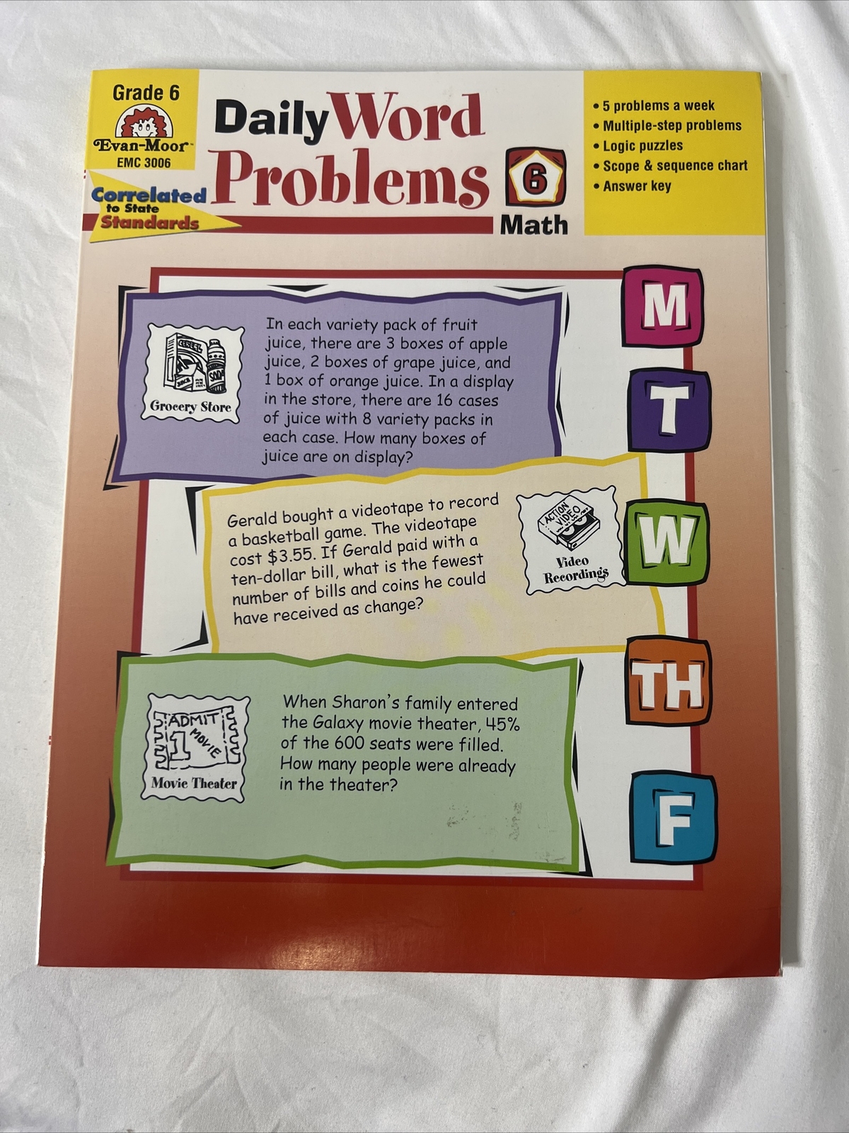Daily Math Word Problems 6+ grade level Evan Moor