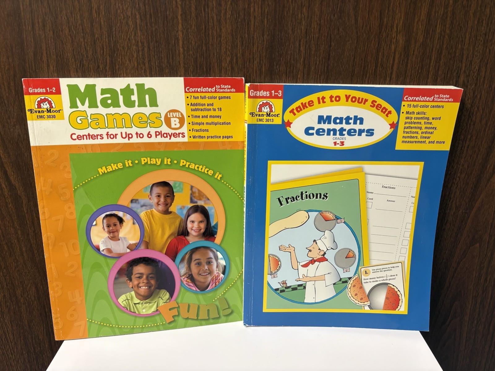 Evan Moor Math Centers Games Workbooks Set Of 2 Grades 1-3 Elementary School