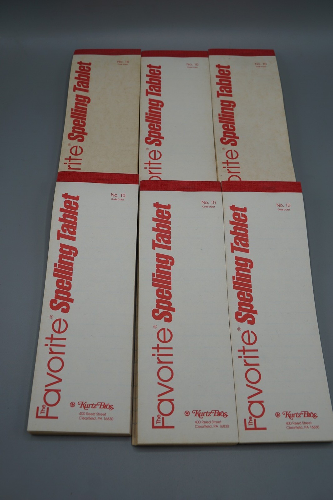 6 Vintage The Favorite Spelling Tablet No. 10 Kurtz Bros. School Notebooks Pads
