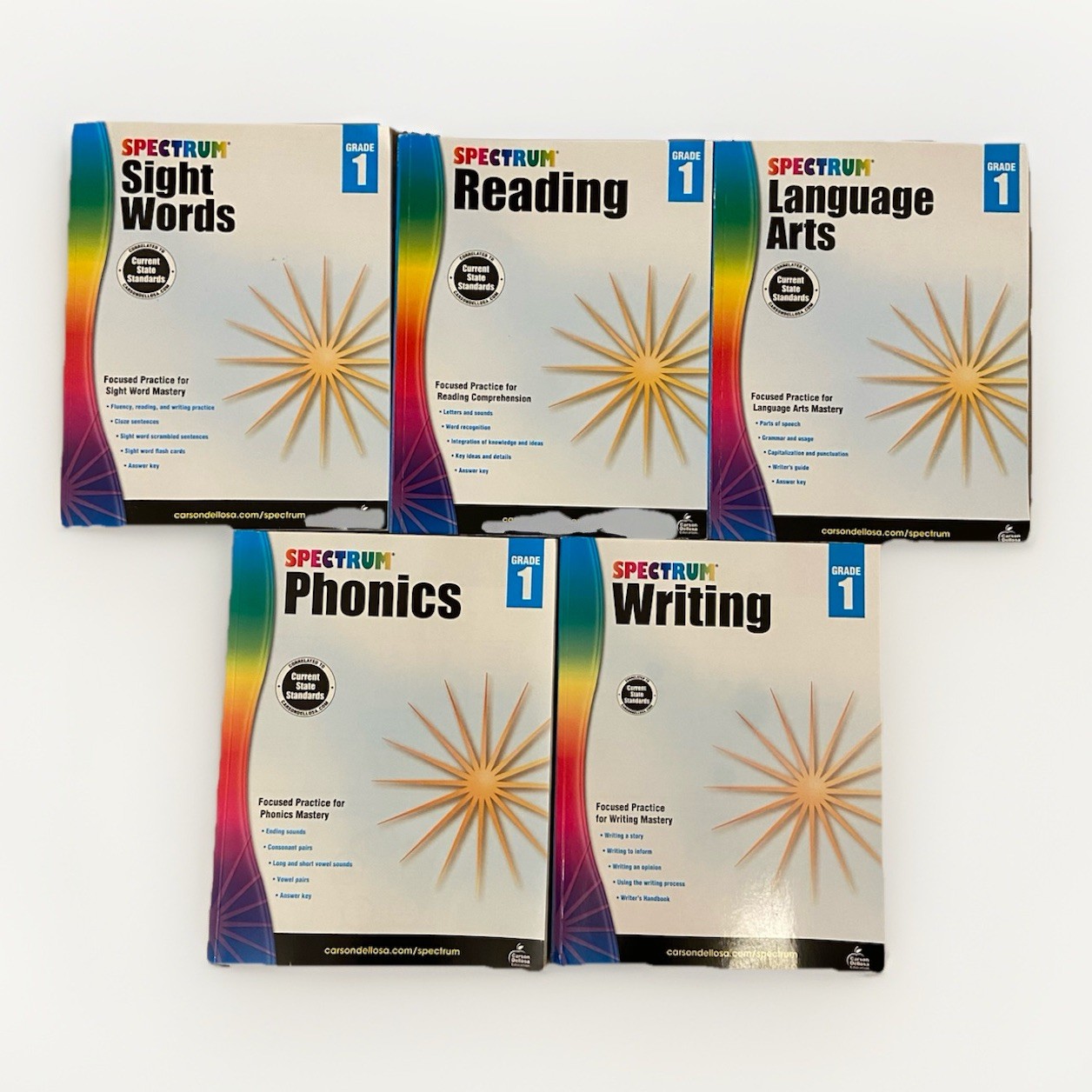 Set Of 5 Carson Dellosa Spectrum Grade 1 Language Arts Workbooks Homeschool