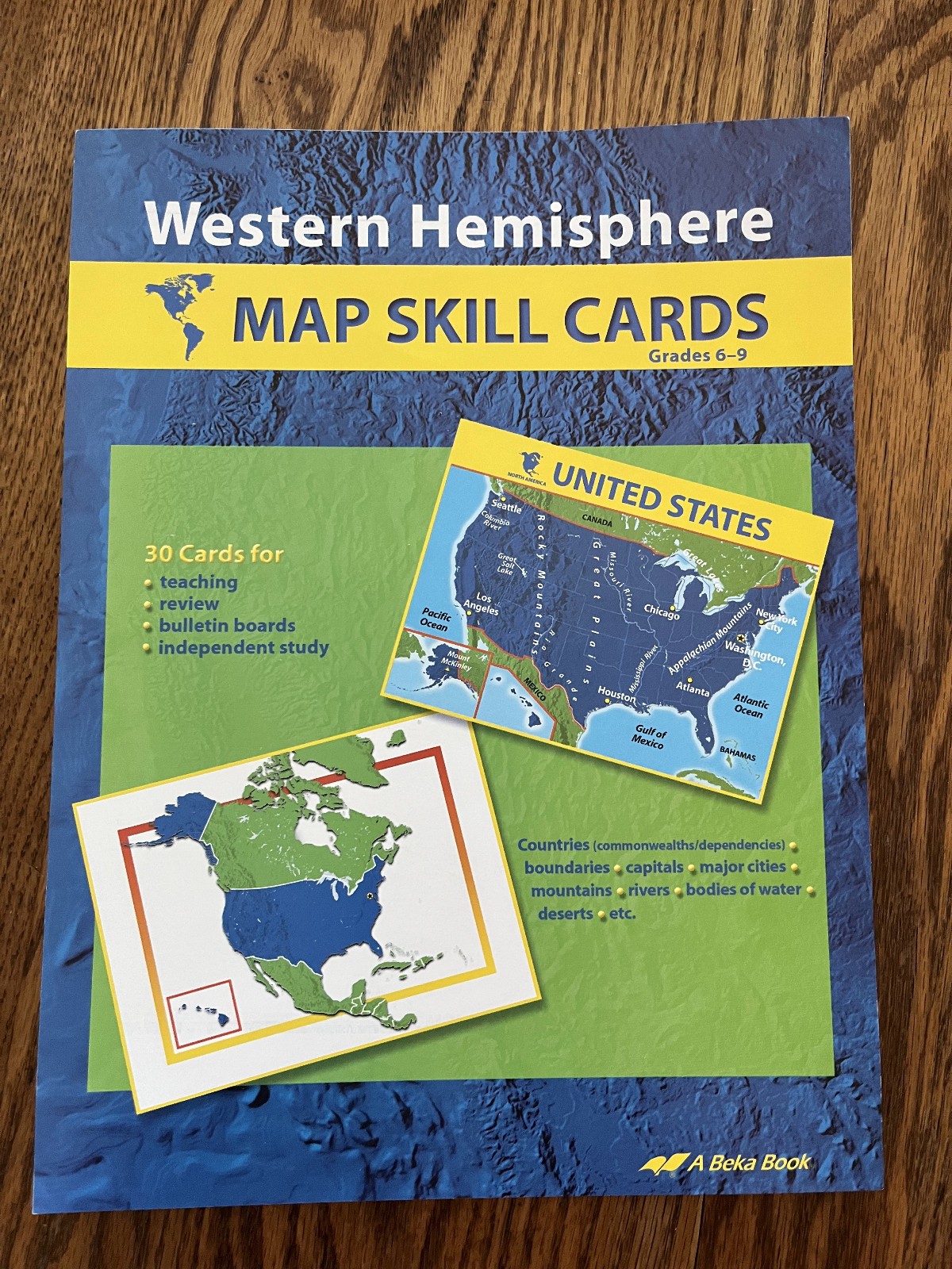 Abeka Western Hemisphere Map Skill Cards For Grades 6-8 – Complete set