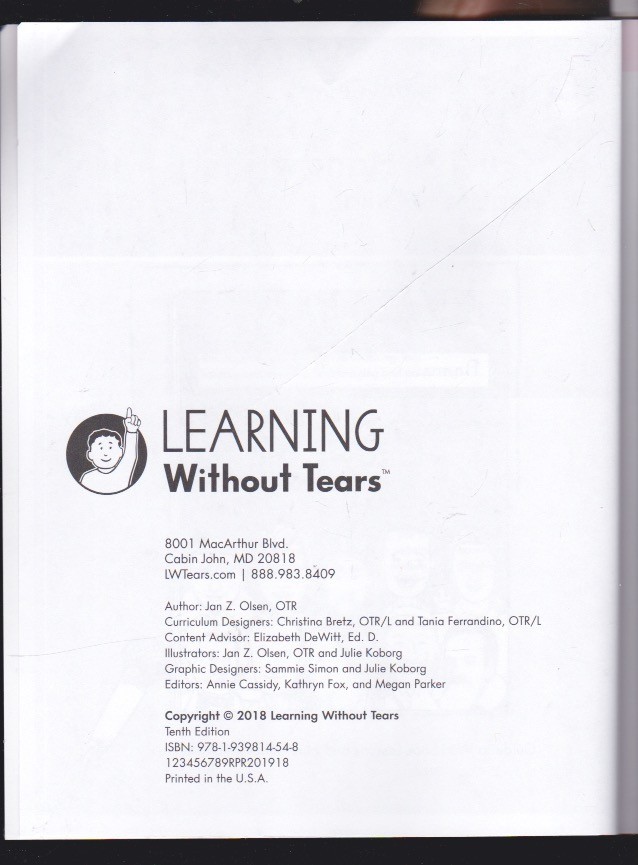 Learning Without Tears: Cursive Handwriting – Teacher’s Guide 2018 LN