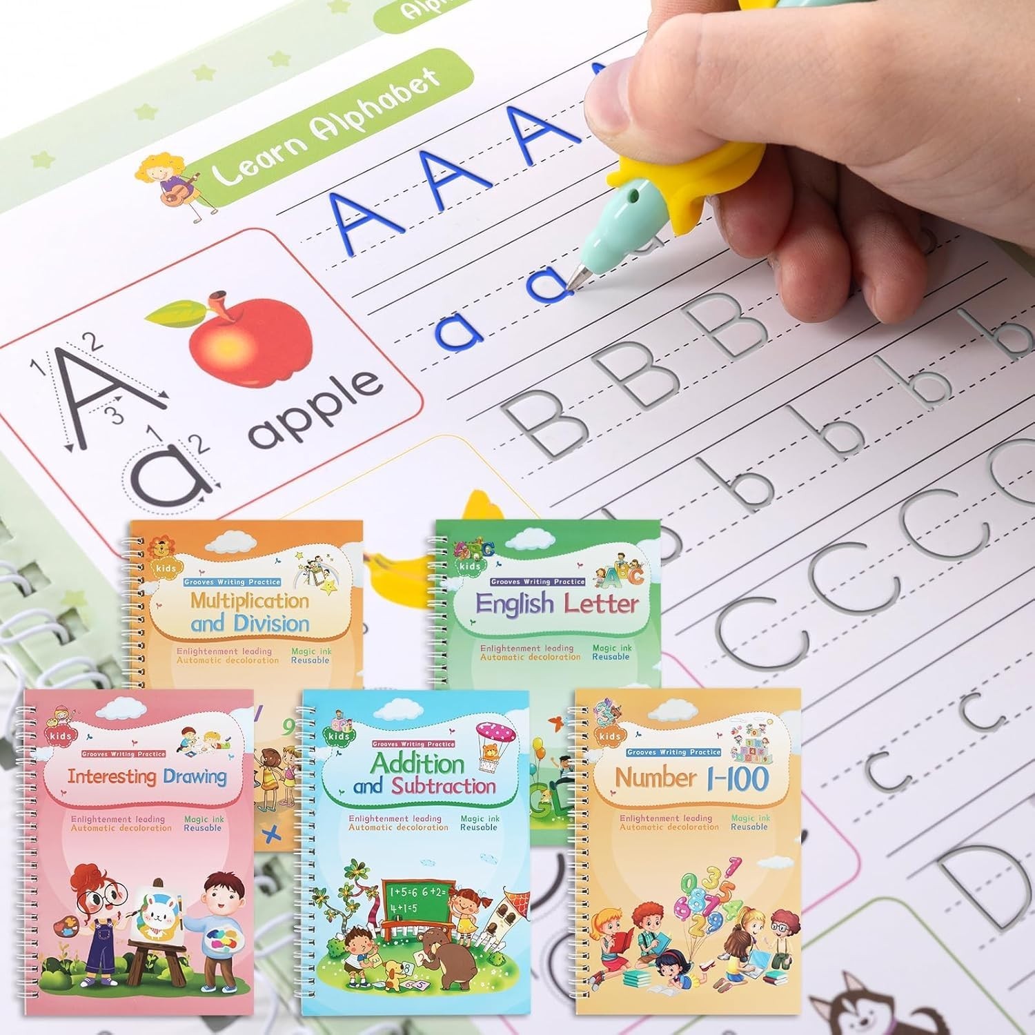 Preschool-Friendly Multicolor Magic Ink Copybooks – Master Handwriting Skills