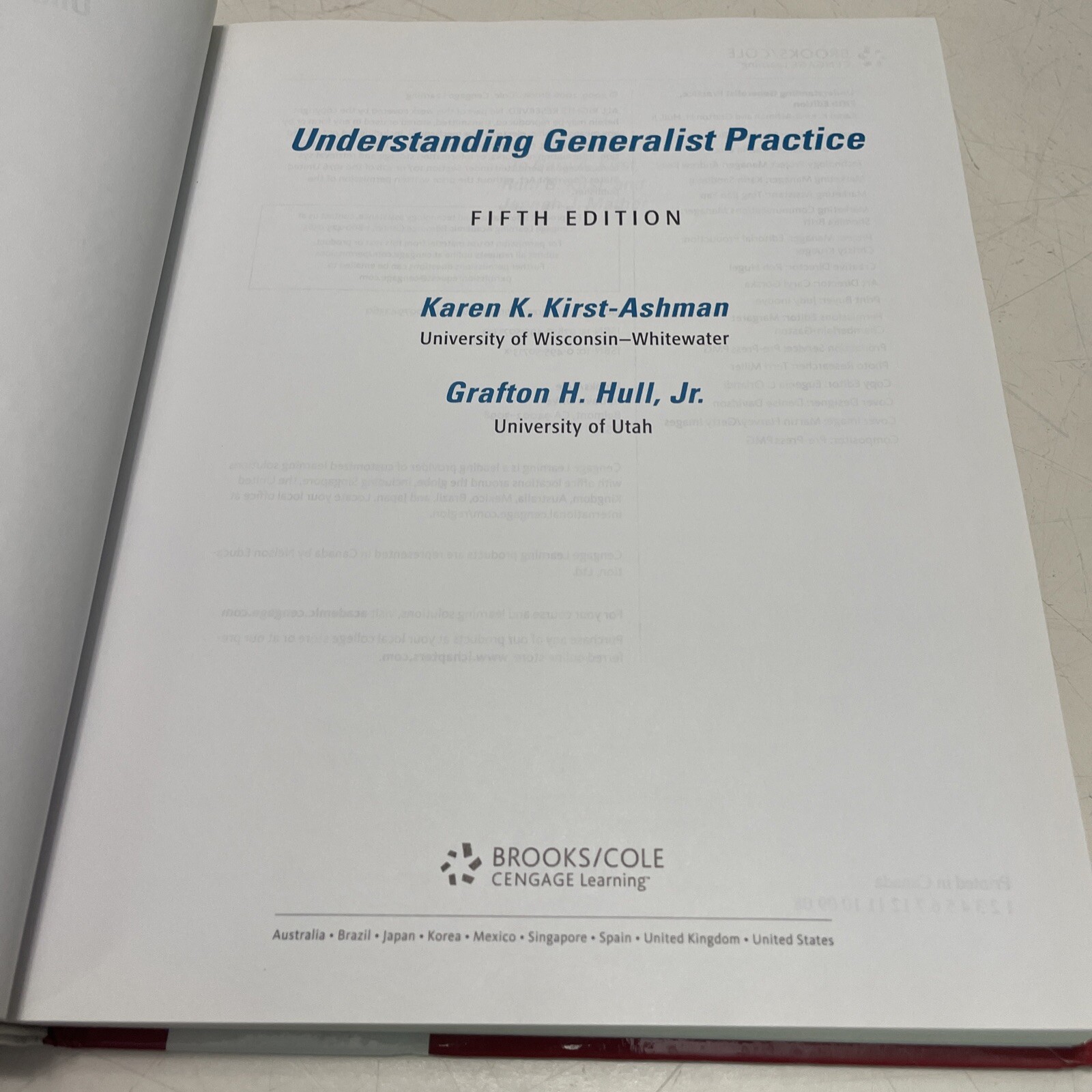 Understanding Generalist Practice – by Kirst-Ashman 5th edition 2006 hardcover