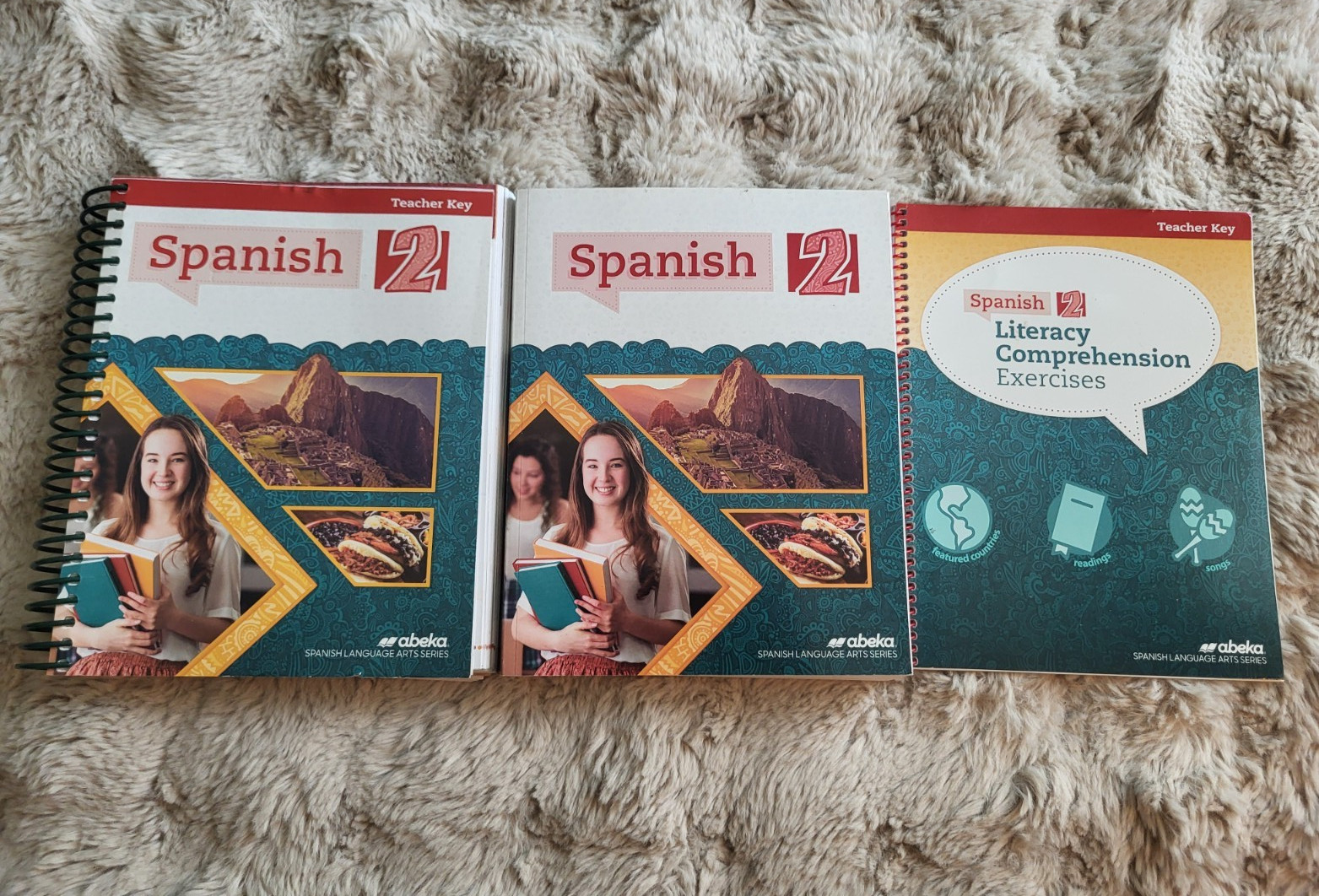 abeka Spanish 2 Set of 3 Teacher Key Student Textbook and Literacy Exercises