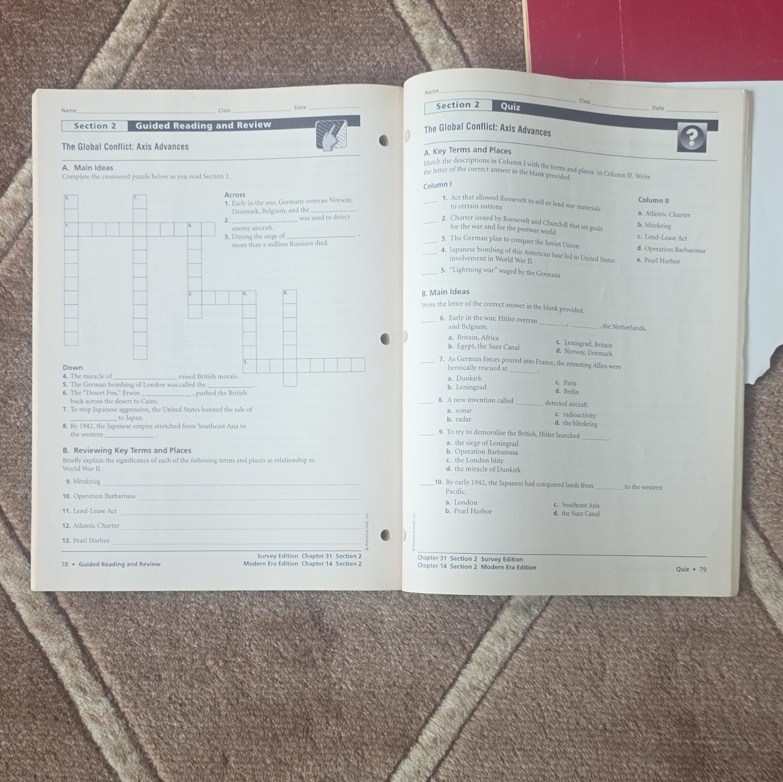 Prentice Hall Core Support World History Connections to Today Unit 7