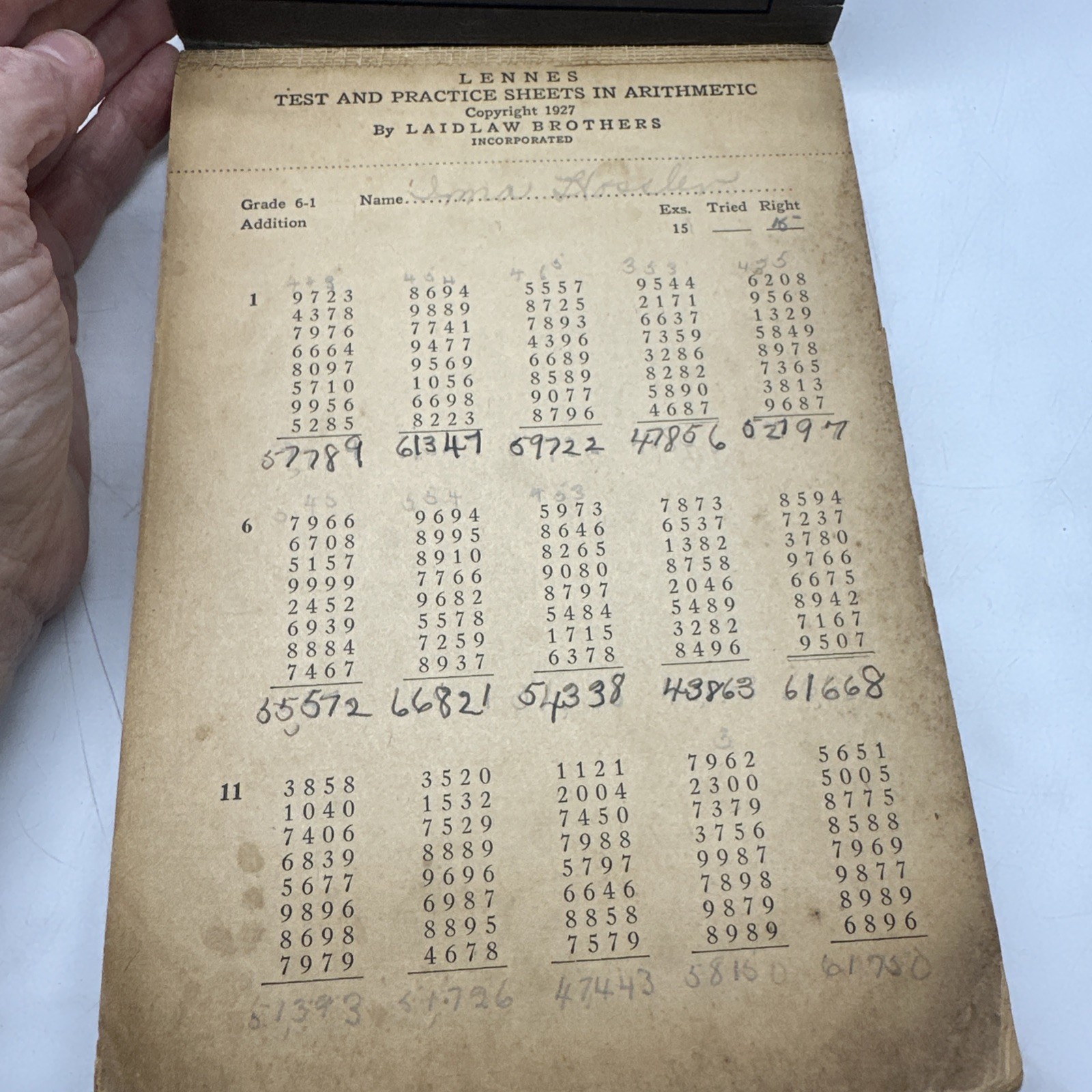 Lennes Test Practice Sheets Arithmetic Grade Six Laidlaw Schoolbook (37-26)