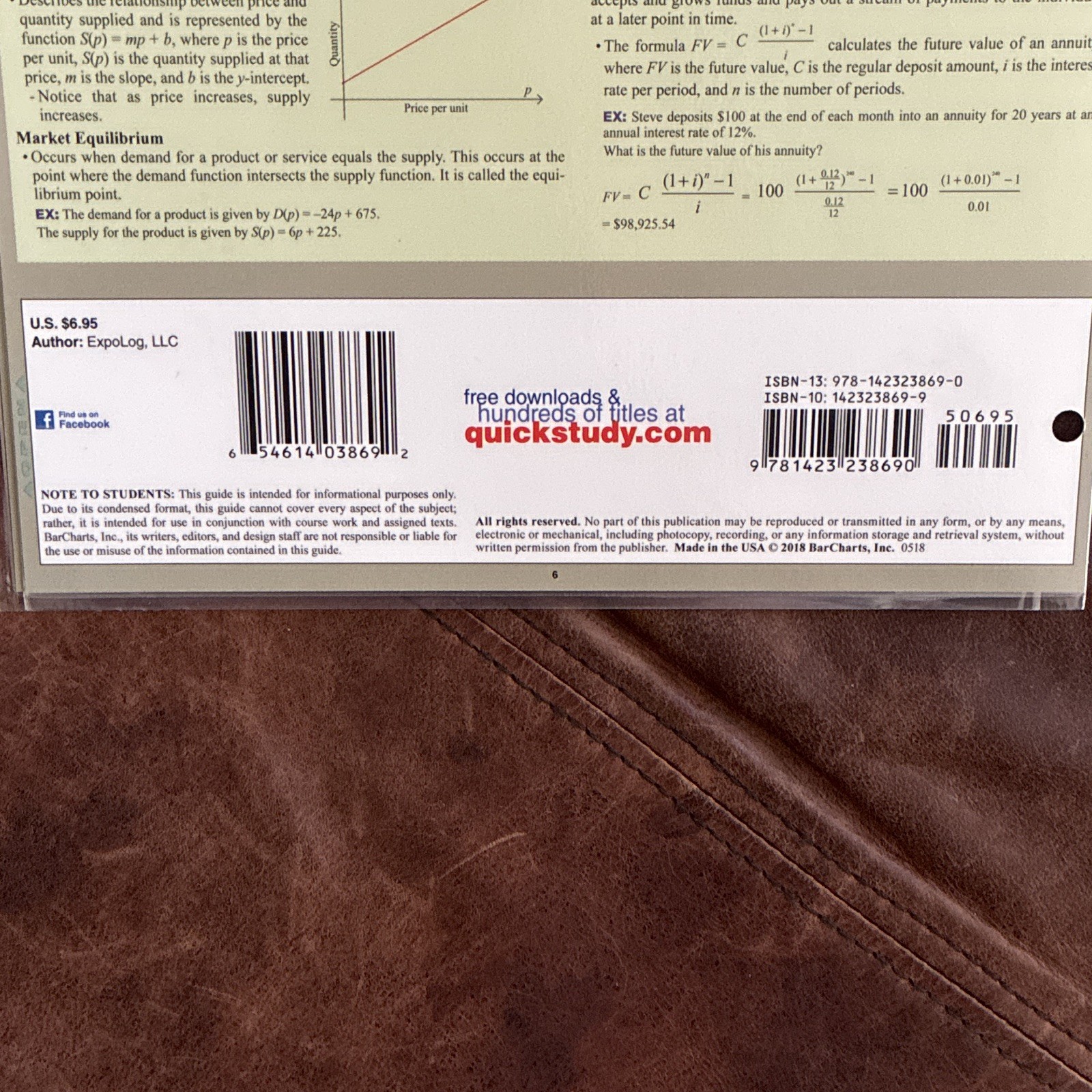 QuickStudy Academic Finite Math Laminated Study Guide Statements of Logic 2018