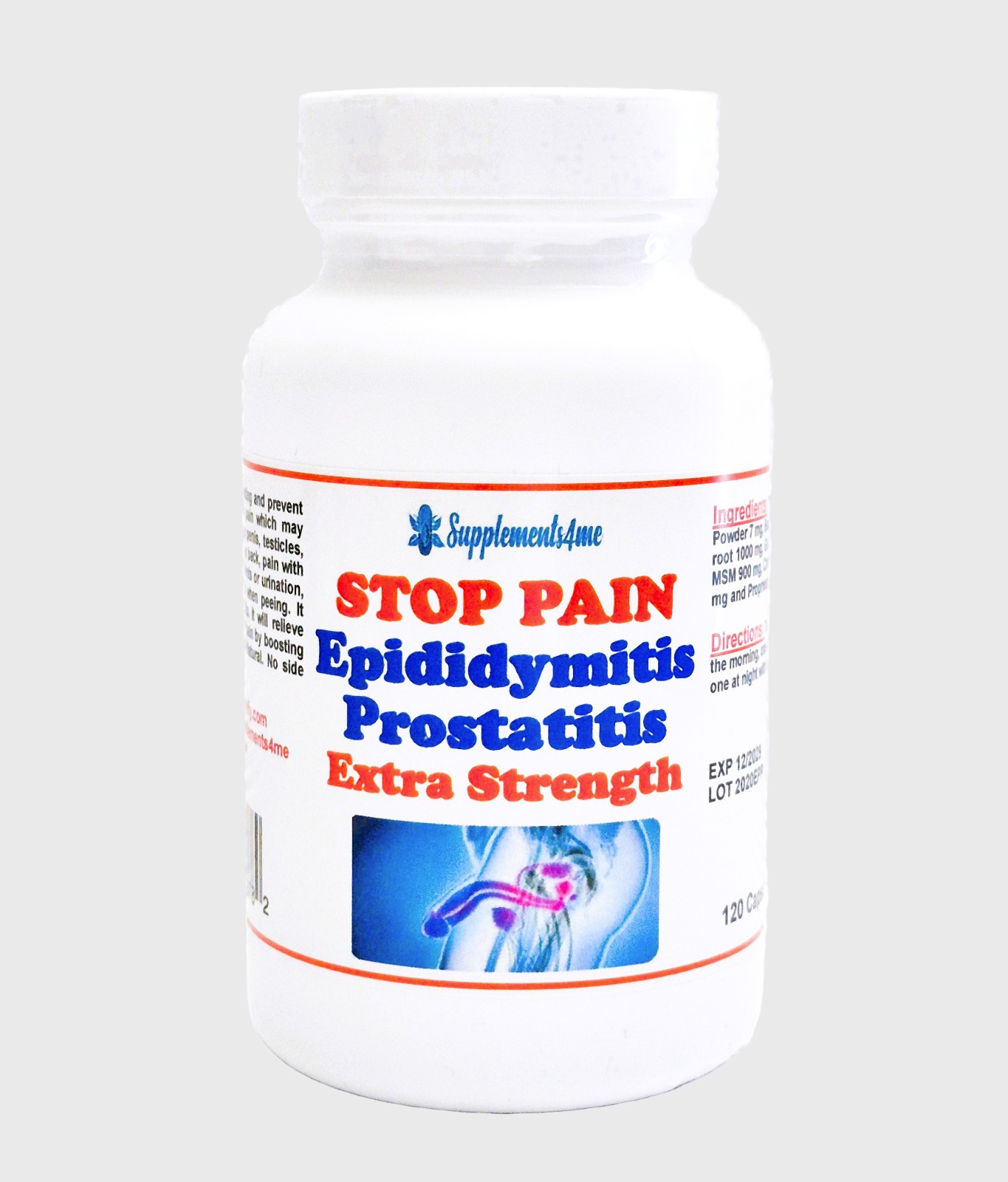 HOW TO STOP EPIDIDYMITIS PROSTATITIS PAIN – PAINLESS – 120 CAPS MADE IN USA