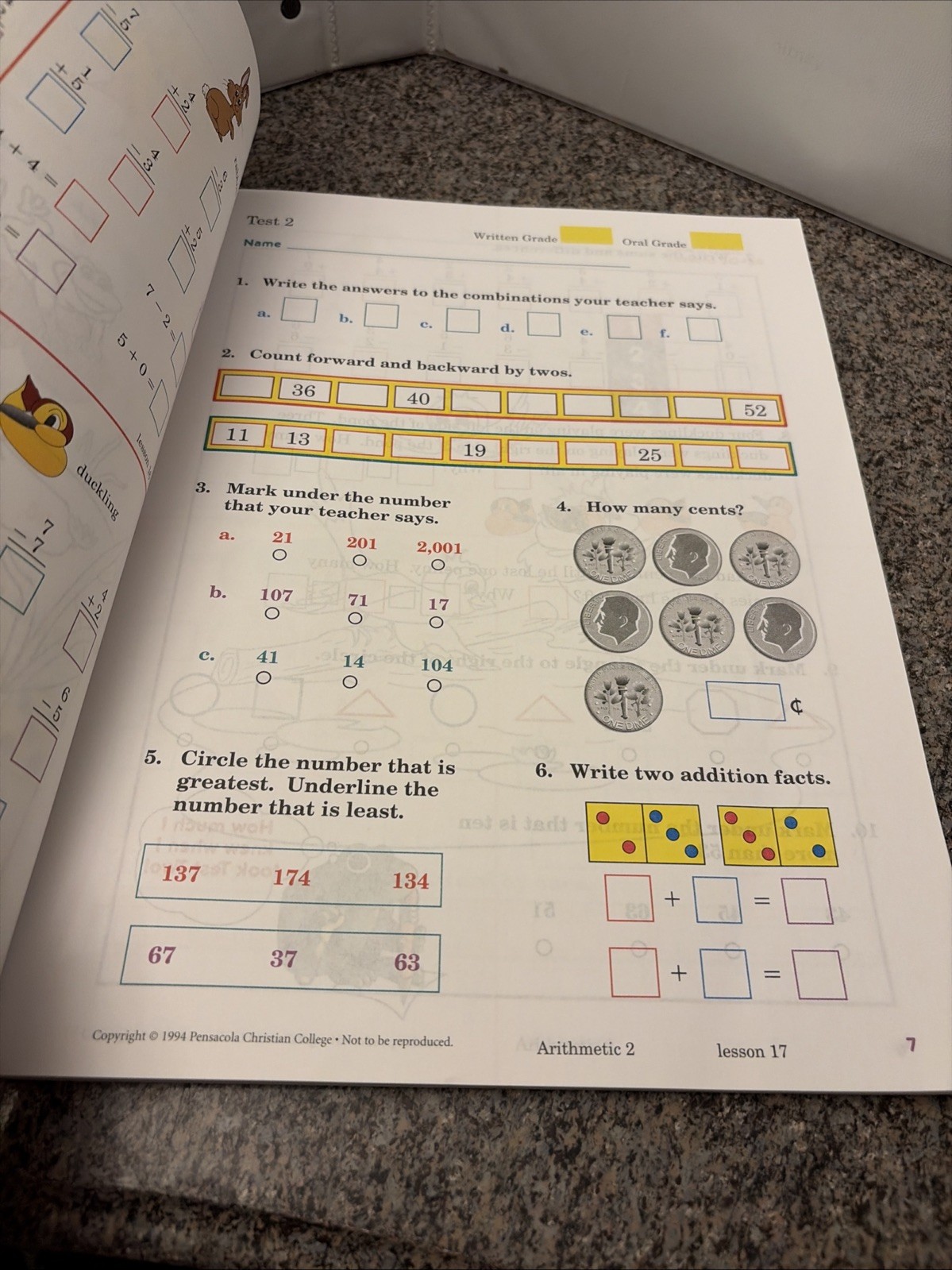 Abeka Arithmetic 2 Tests & Speed Drills (like new)