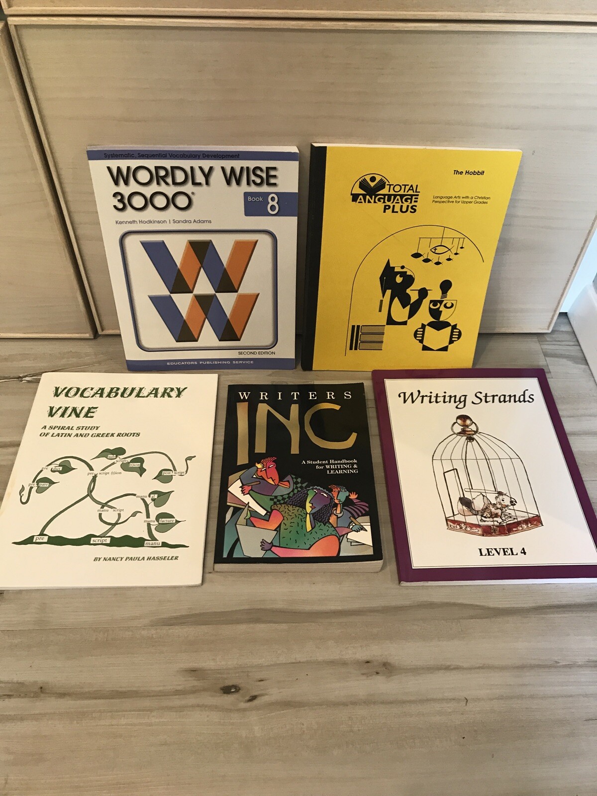 Lot of 5 Books-Writing Strands, Worldly Wise 3000, Vocabulary, Homeschool