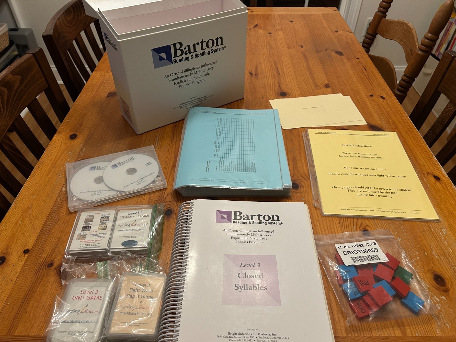 Barton Reading and Spelling Level 3 Closed Syllables- Complete Set PLUS Games!