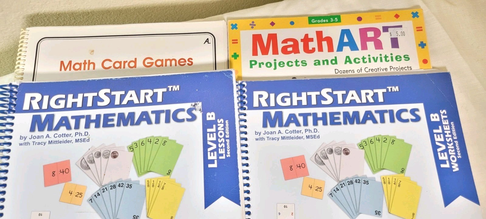 RightStart Mathematics Level B 2nd edition Lessons Sheets Math Card Games LOT