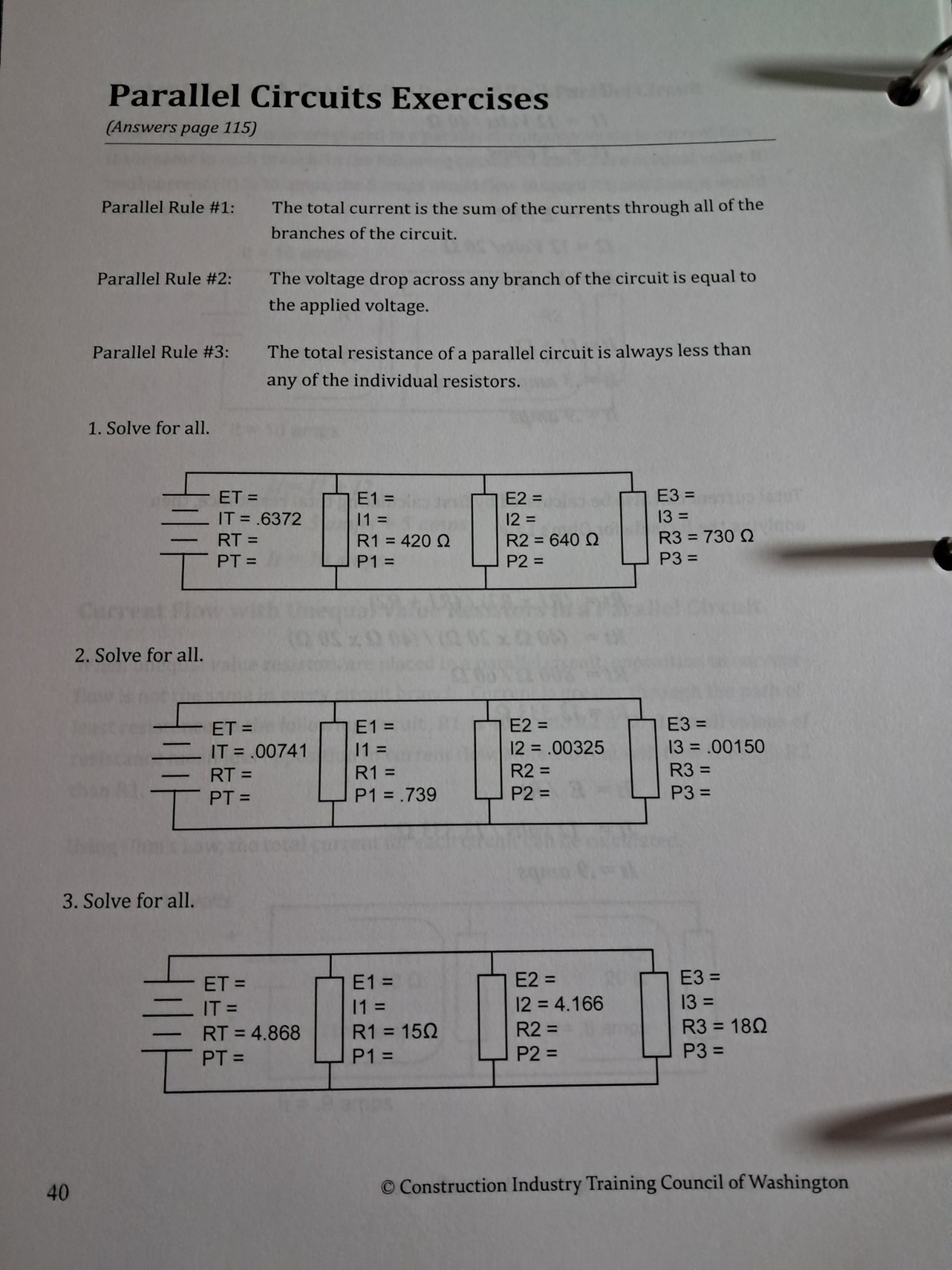 CITC Electrician Training Study Book/Binder Industry Training of Washington