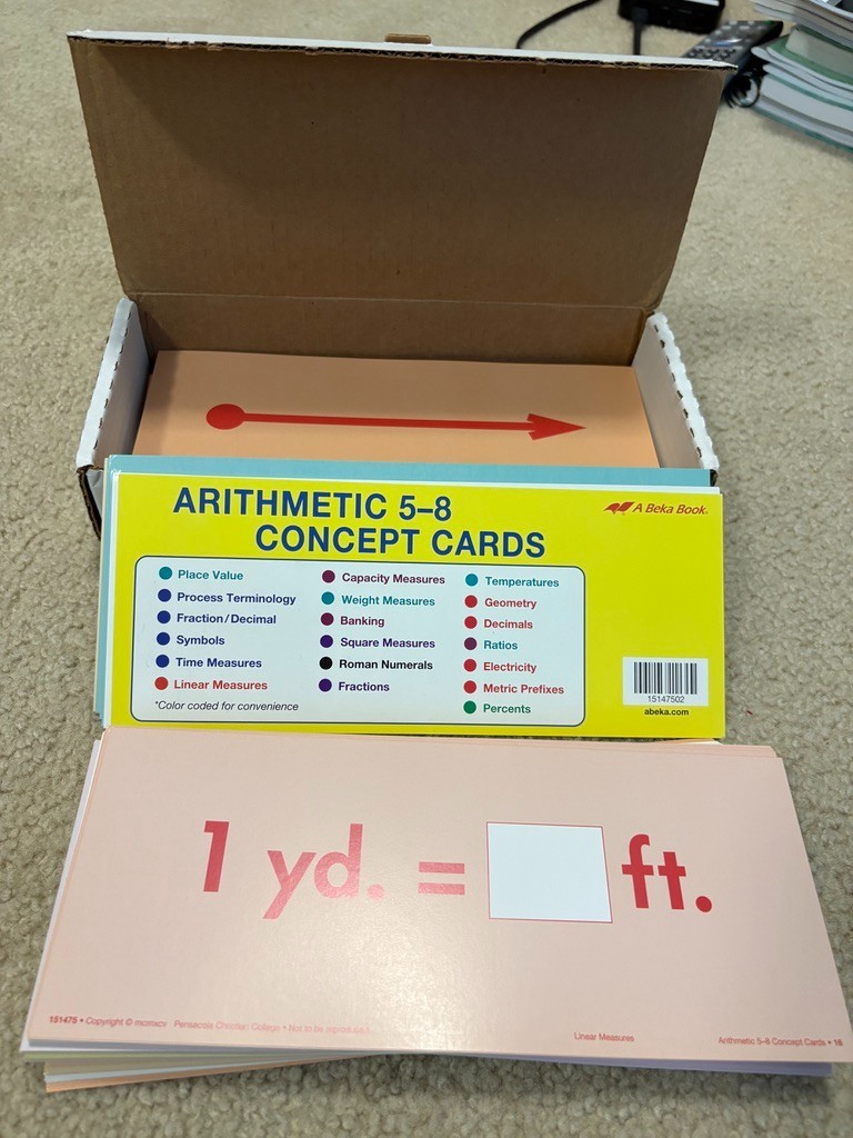 ABeka Arithmetic 5-8 Concept Cards boxed set